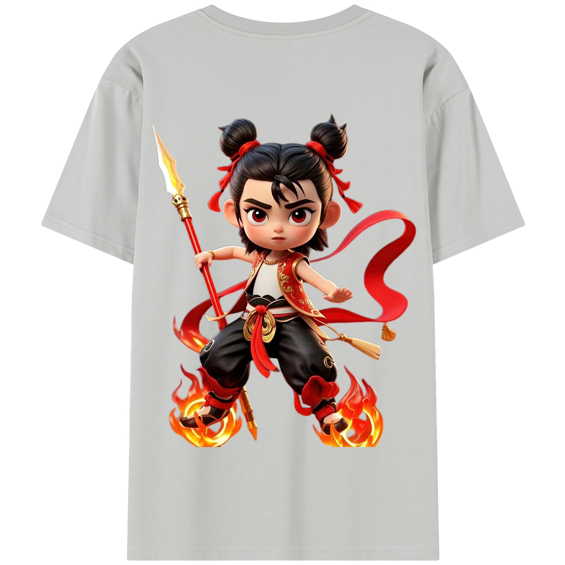 （画像用） Ne Zha 2 ナタ 魔童の大暴れ 綿100％半袖Tシャツ（背面プリント）