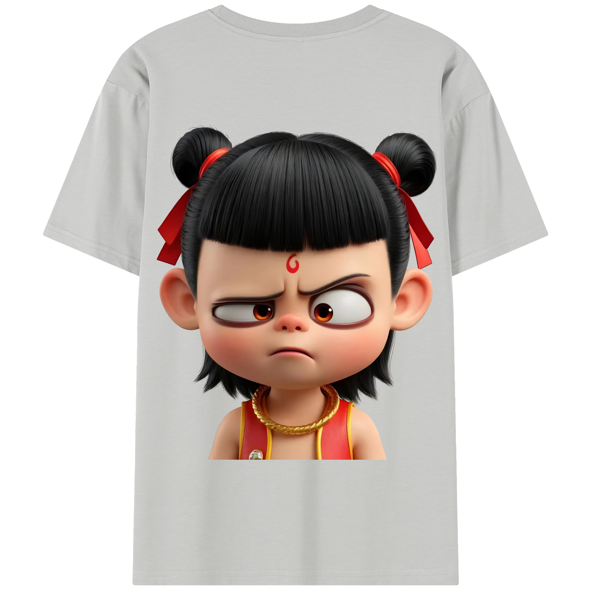 （画像用） Ne Zha 2 ナタ 魔童の大暴れ 綿100％半袖Tシャツ（背面プリント）