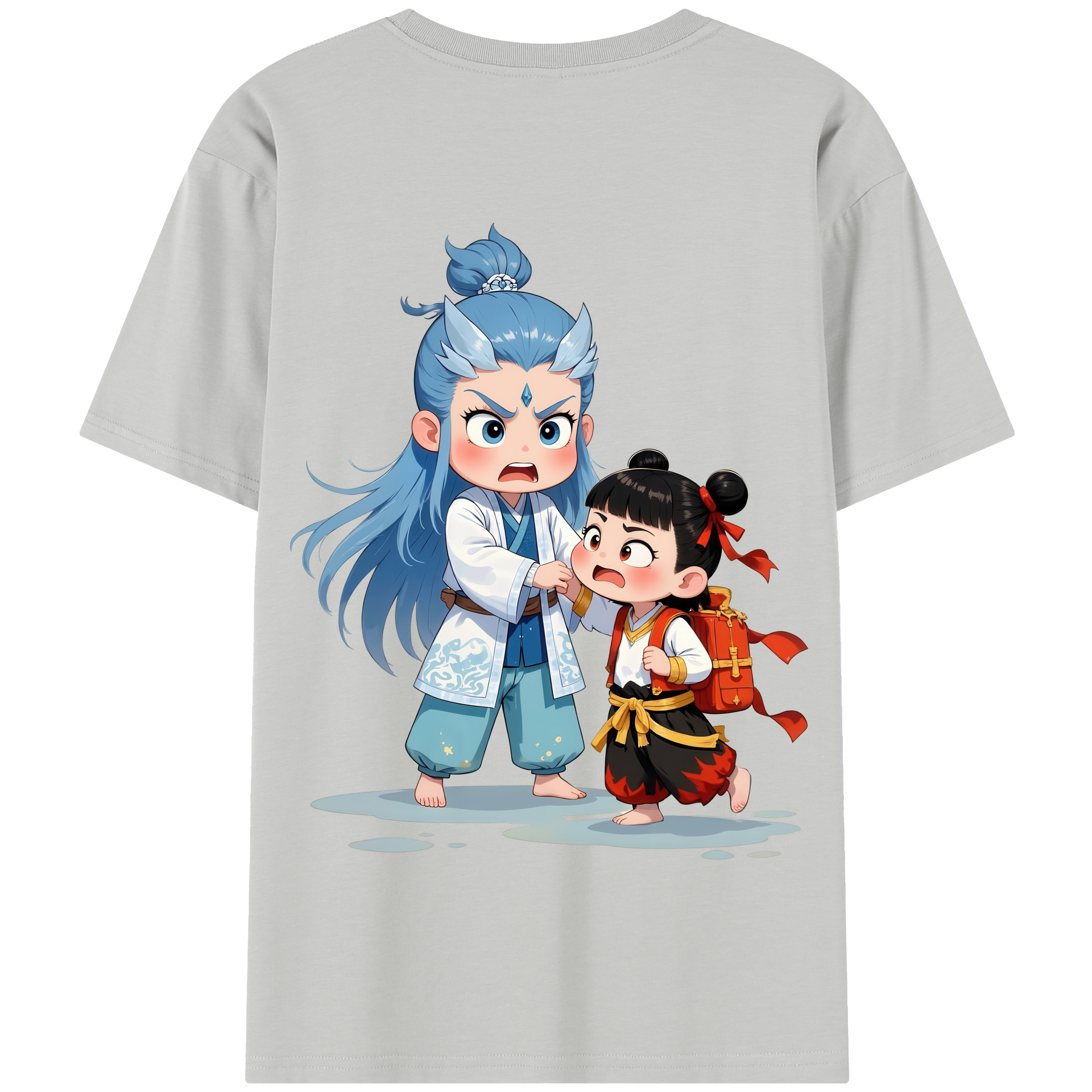 （画像用） Ne Zha 2 ナタ 魔童の大暴れ 綿100％半袖Tシャツ（背面プリント）