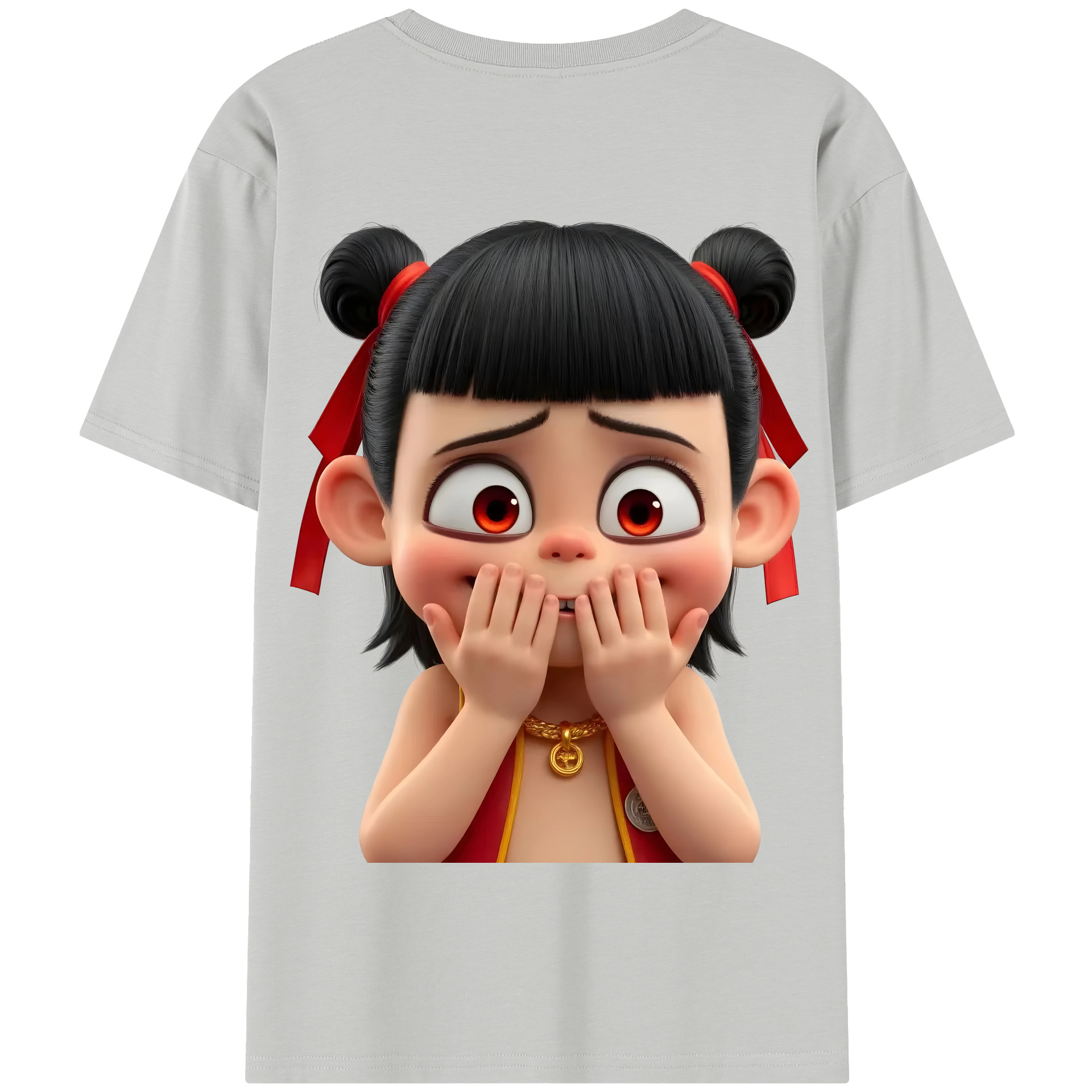 （画像用） Ne Zha 2 ナタ 魔童の大暴れ 綿100％半袖Tシャツ（背面プリント）