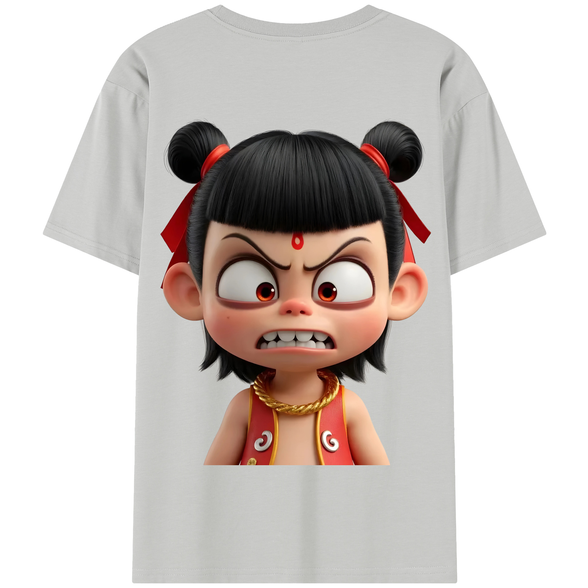 （画像用） Ne Zha 2 ナタ 魔童の大暴れ 綿100％半袖Tシャツ（背面プリント）