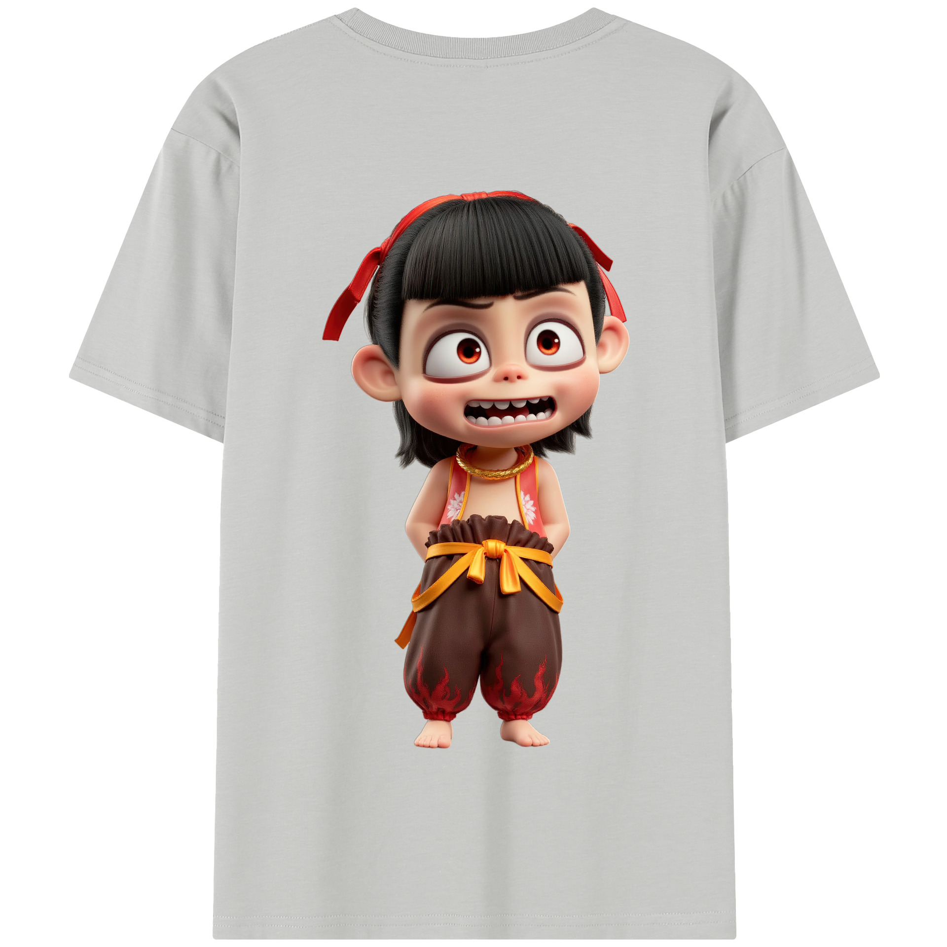 （画像用） Ne Zha 2 ナタ 魔童の大暴れ 綿100％半袖Tシャツ（背面プリント）