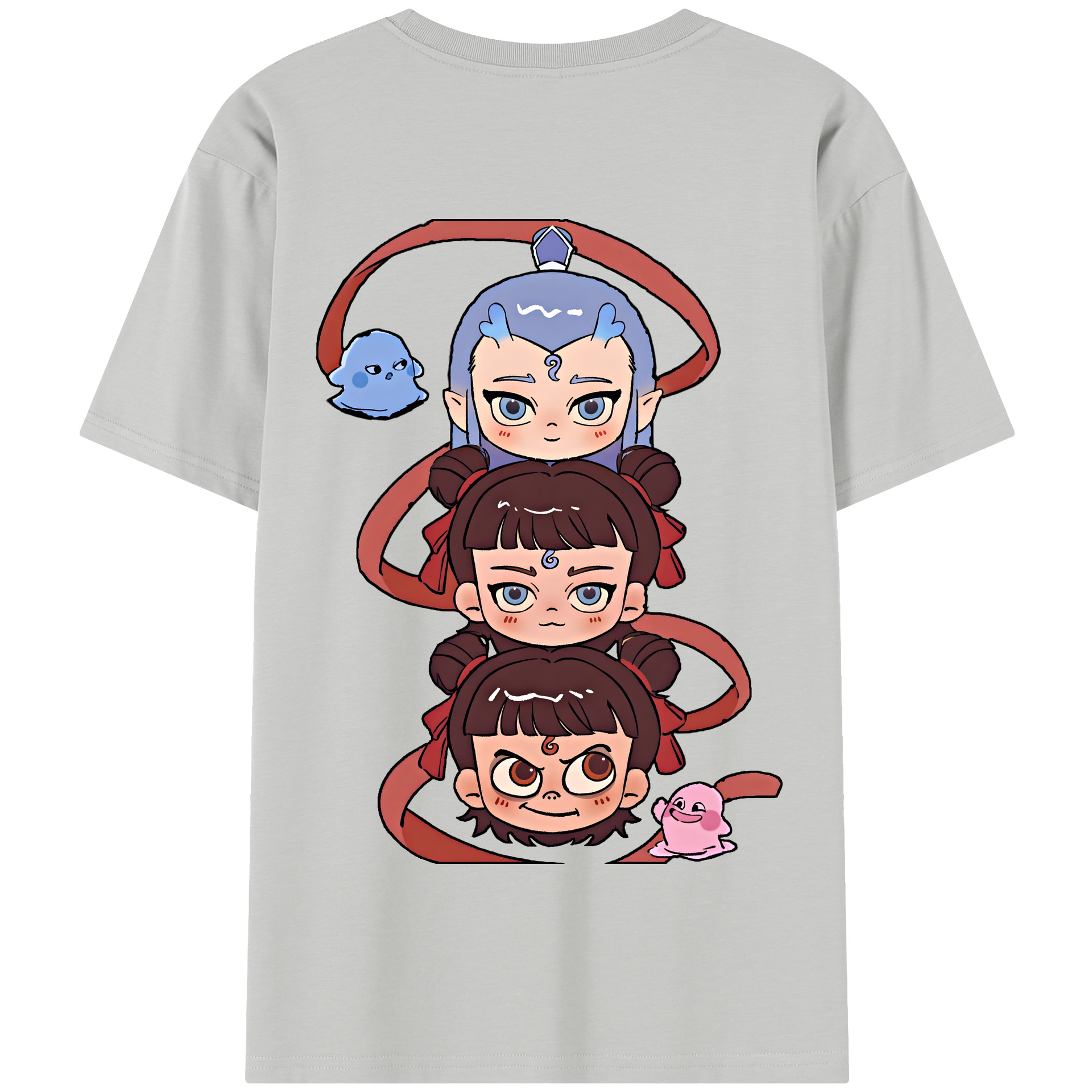 （画像用） Ne Zha 2 ナタ 魔童の大暴れ 綿100％半袖Tシャツ（背面プリント）