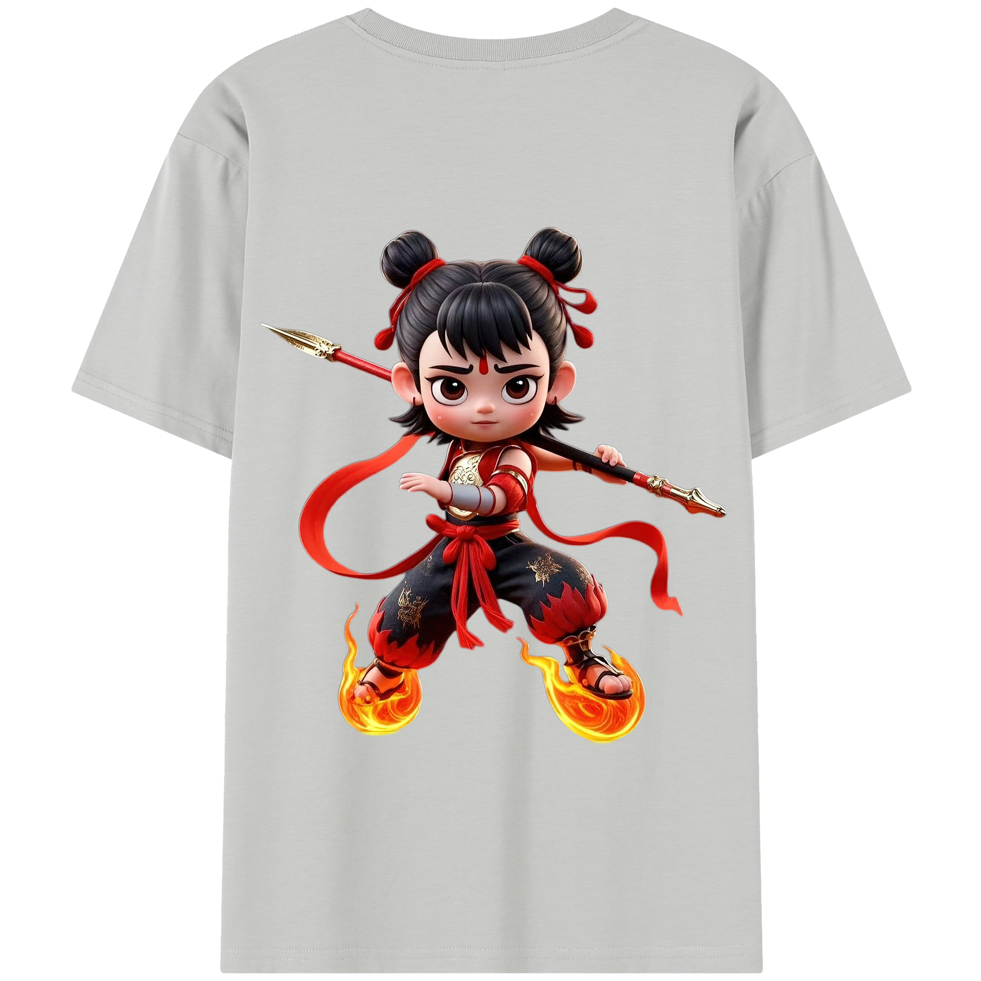 （画像用） Ne Zha 2 ナタ 魔童の大暴れ 綿100％半袖Tシャツ（背面プリント）