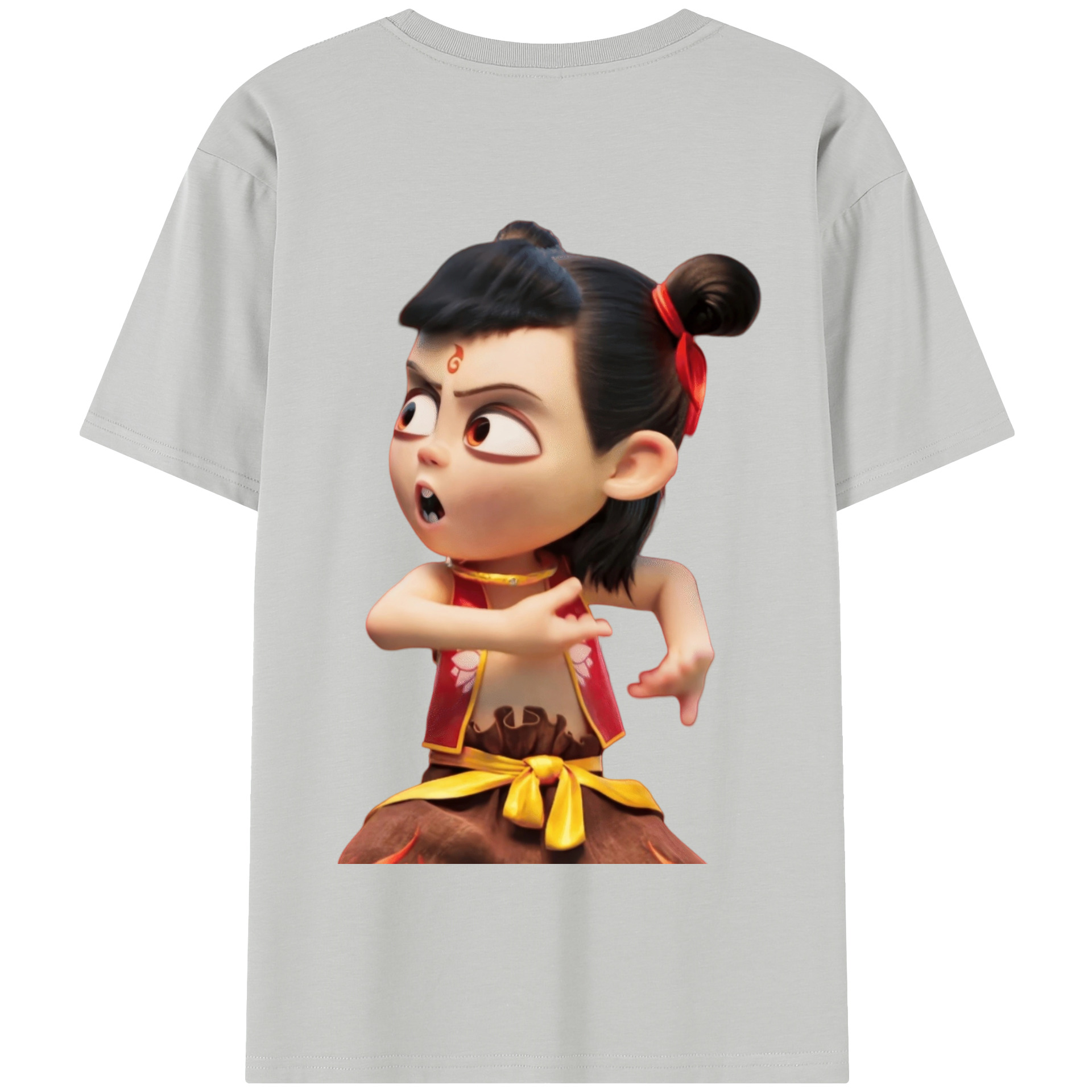 （画像用） Ne Zha 2 ナタ 魔童の大暴れ 綿100％半袖Tシャツ（背面プリント）