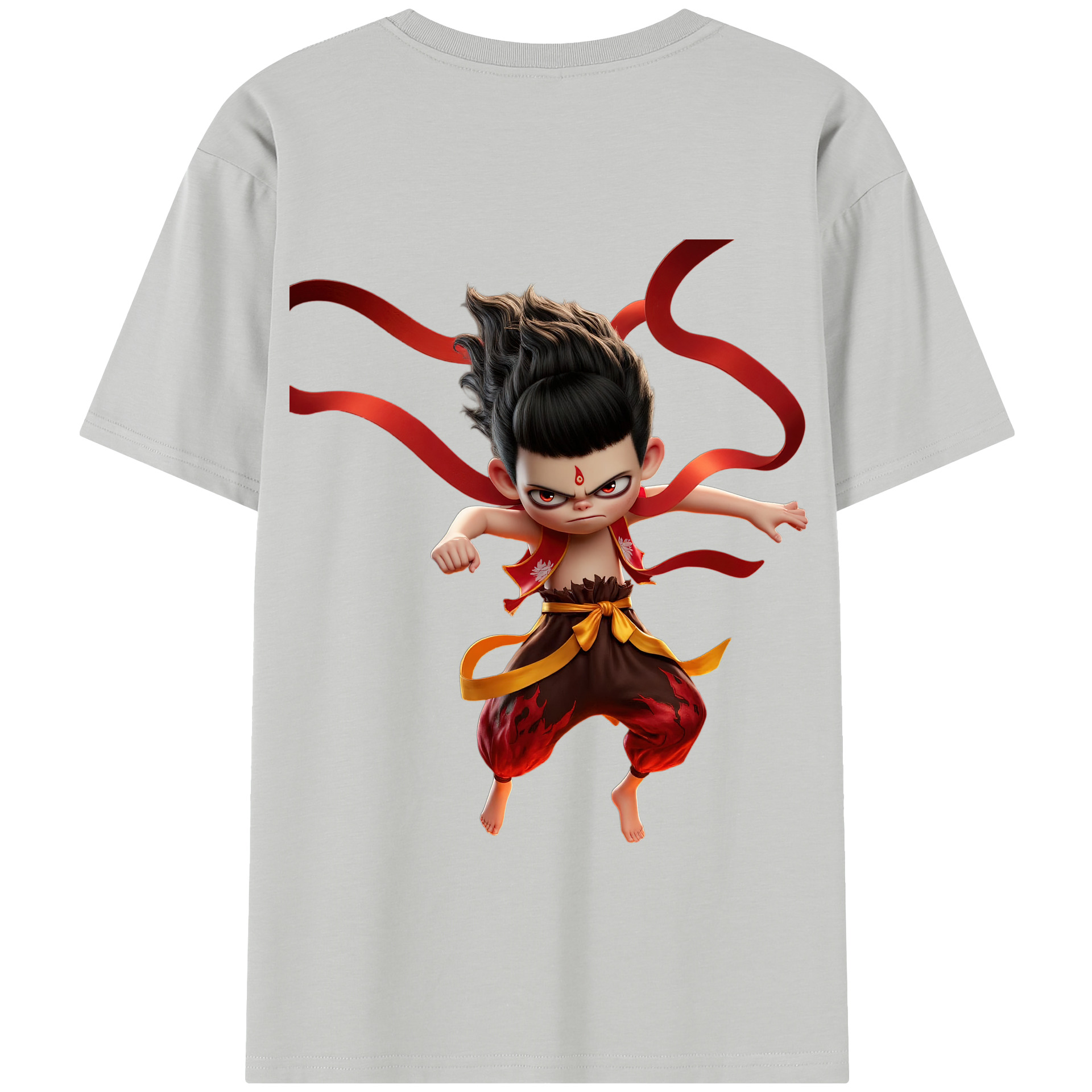 （画像用） Ne Zha 2 ナタ 魔童の大暴れ 綿100％半袖Tシャツ（背面プリント）