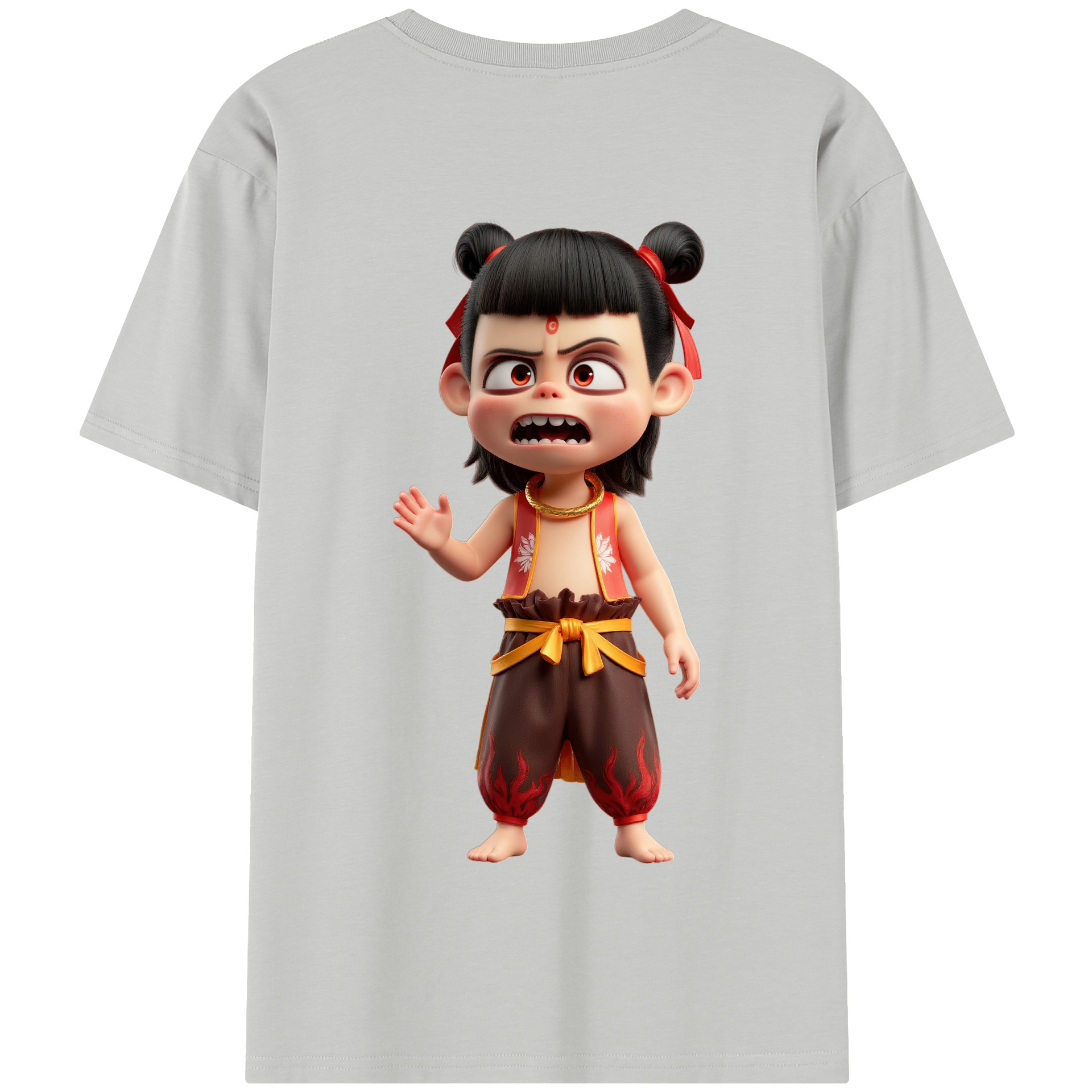（画像用） Ne Zha 2 ナタ 魔童の大暴れ 綿100％半袖Tシャツ（背面プリント）