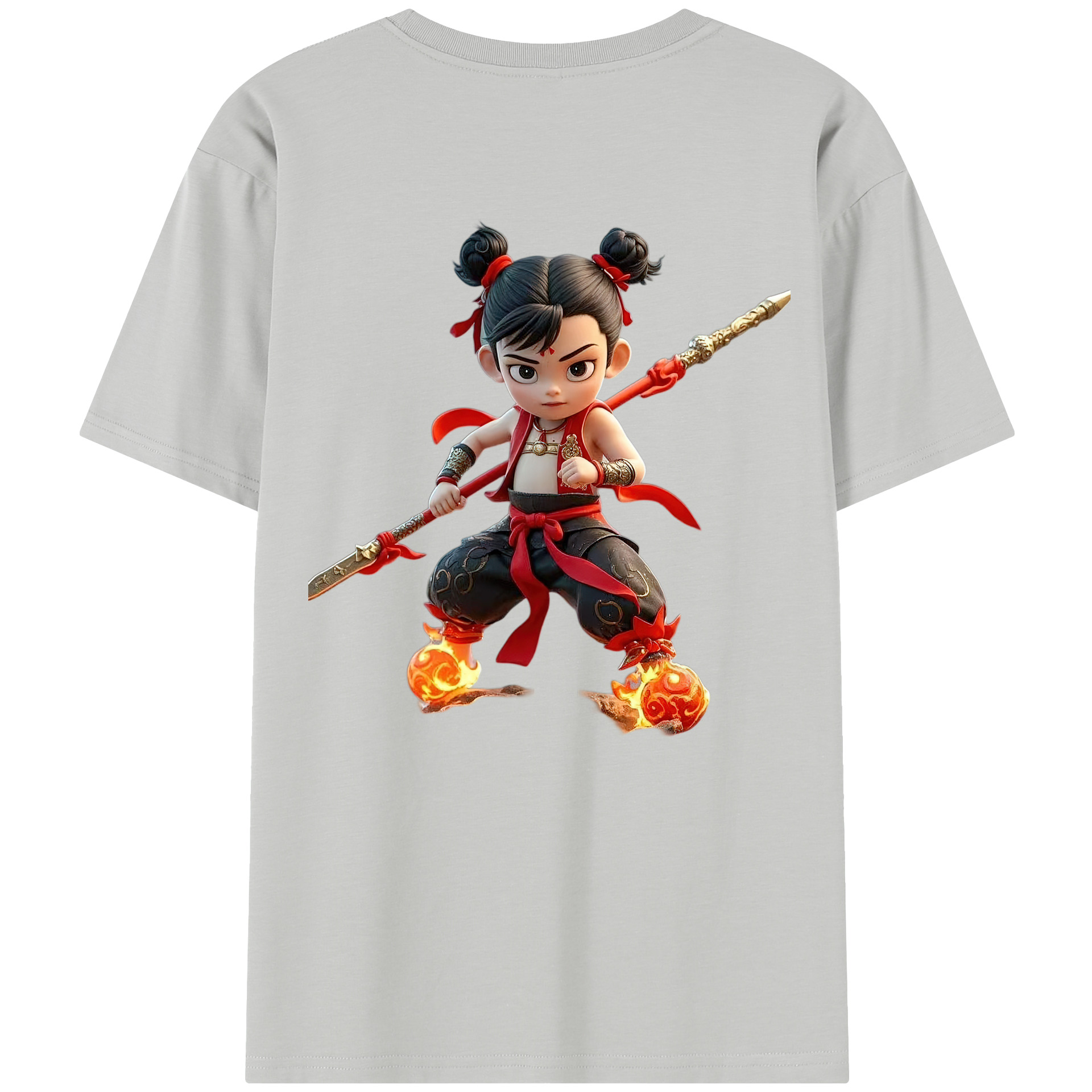 （画像用） Ne Zha 2 ナタ 魔童の大暴れ 綿100％半袖Tシャツ（背面プリント）