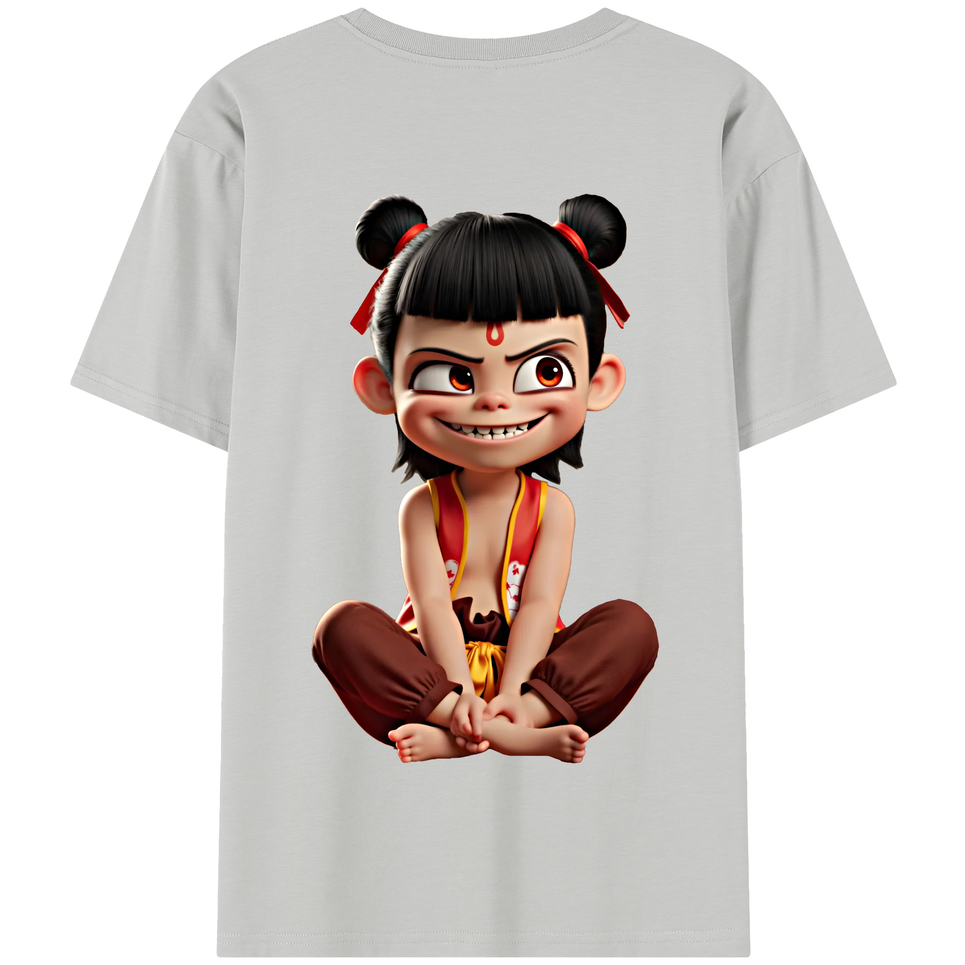 （画像用） Ne Zha 2 ナタ 魔童の大暴れ 綿100％半袖Tシャツ（背面プリント）
