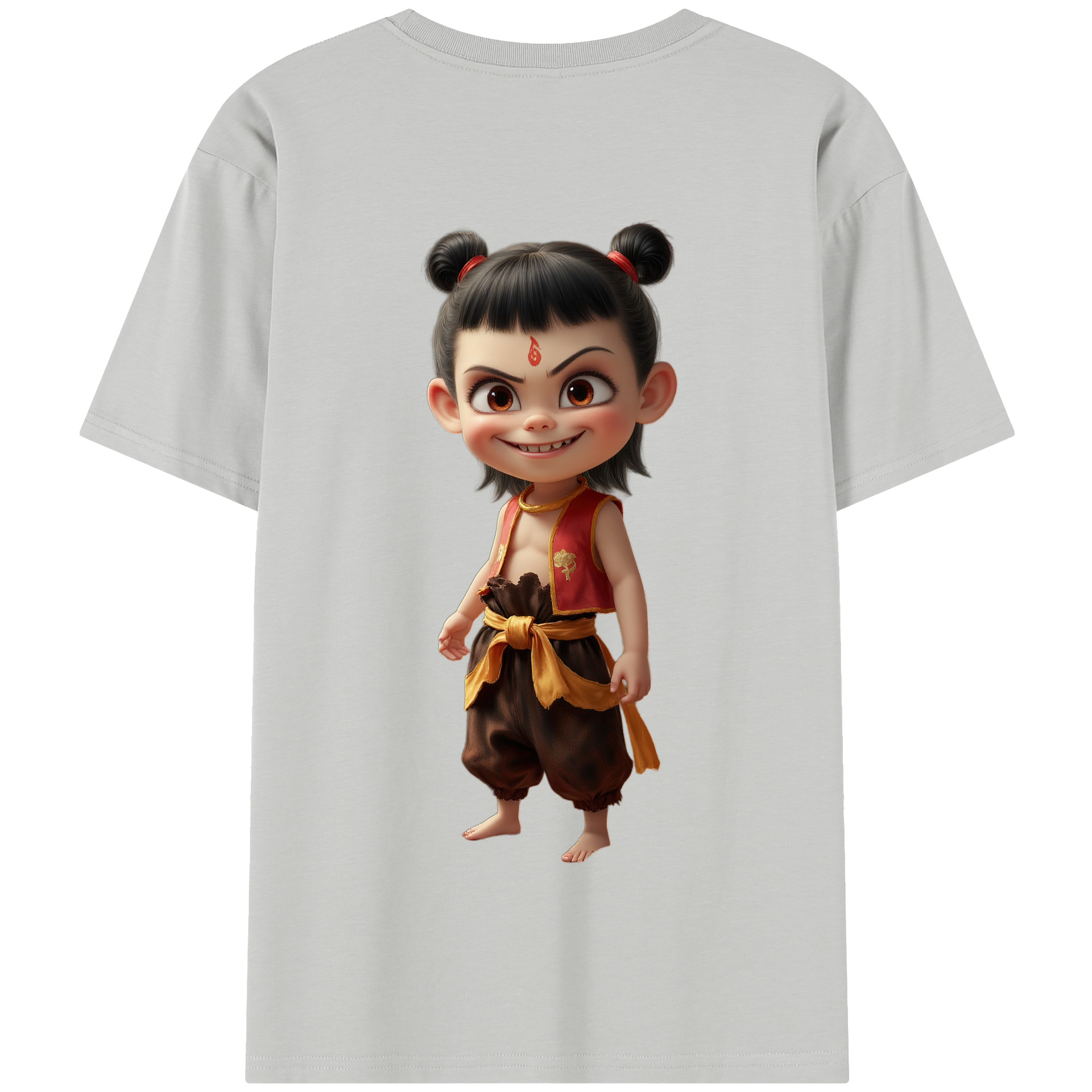 （画像用） Ne Zha 2 ナタ 魔童の大暴れ 綿100％半袖Tシャツ（背面プリント）