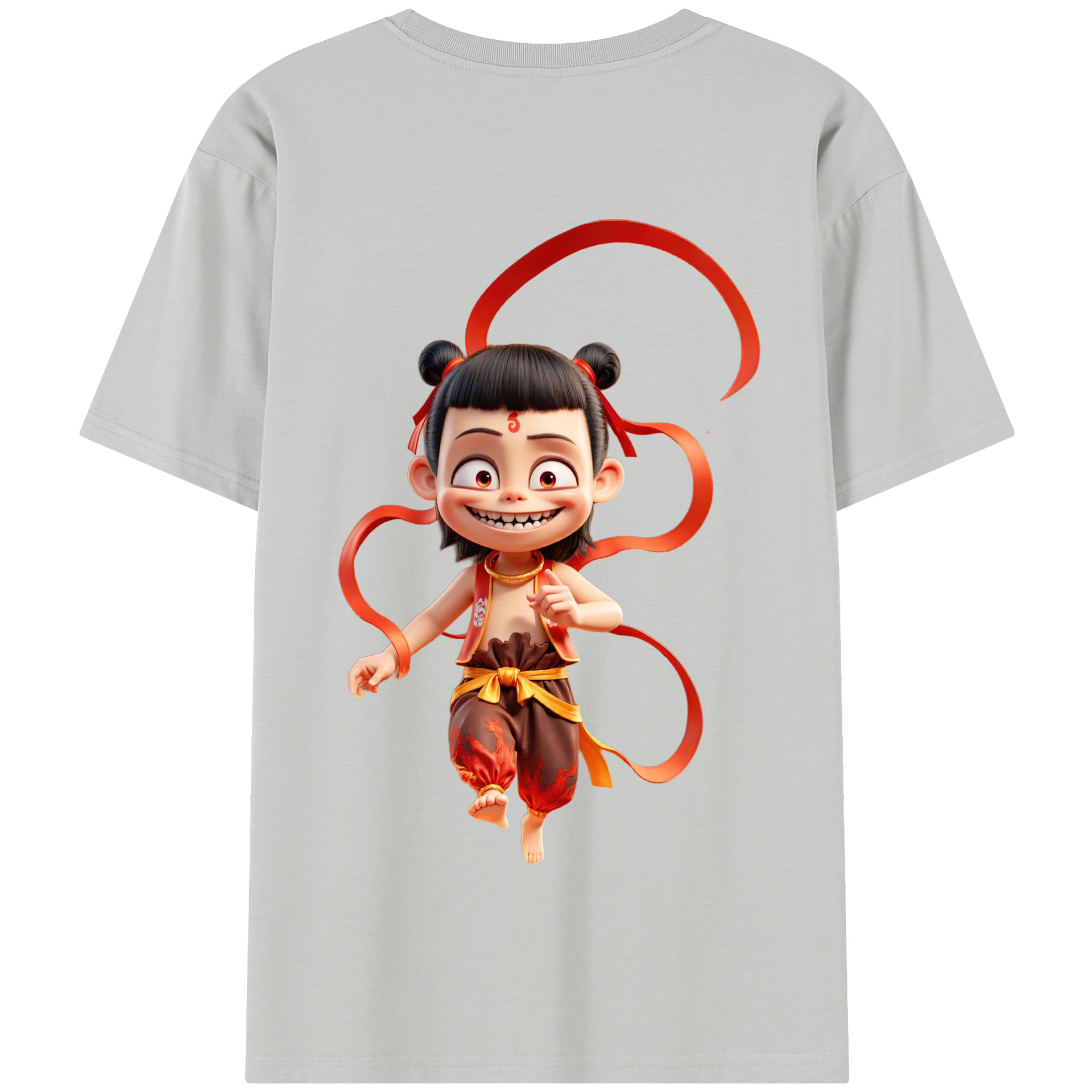 （画像用） Ne Zha 2 ナタ 魔童の大暴れ 綿100％半袖Tシャツ（背面プリント）