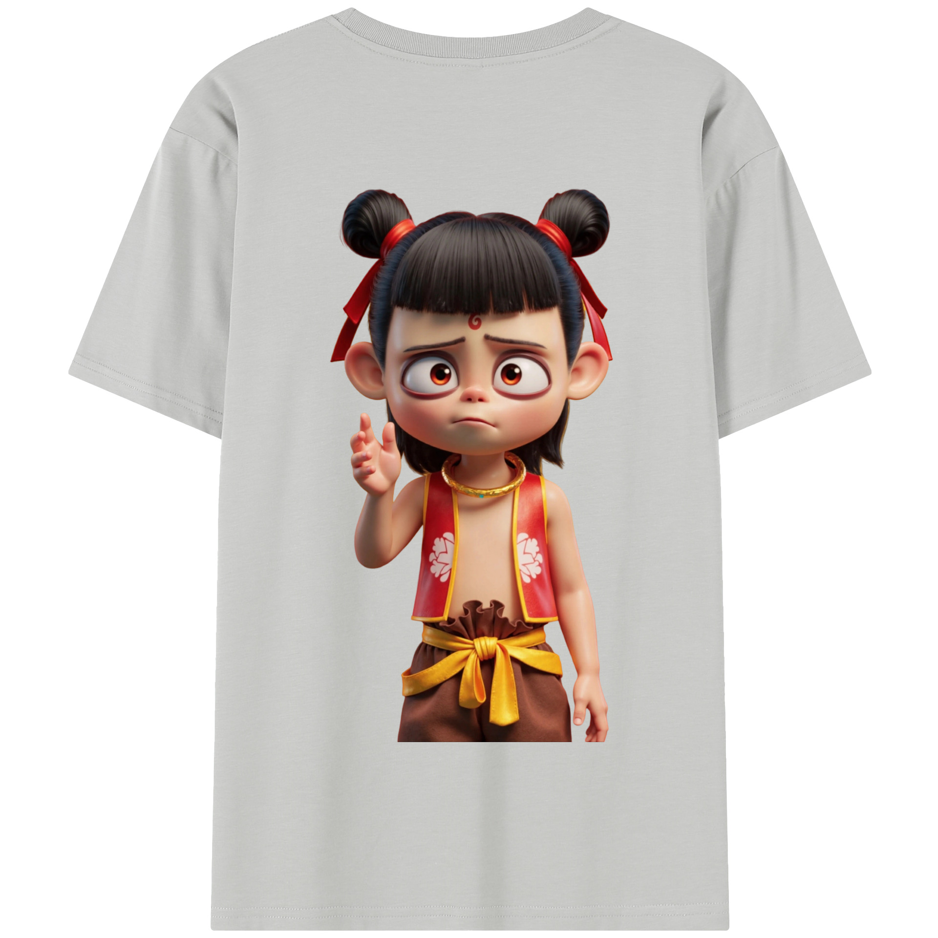 （画像用） Ne Zha 2 ナタ 魔童の大暴れ 綿100％半袖Tシャツ（背面プリント）