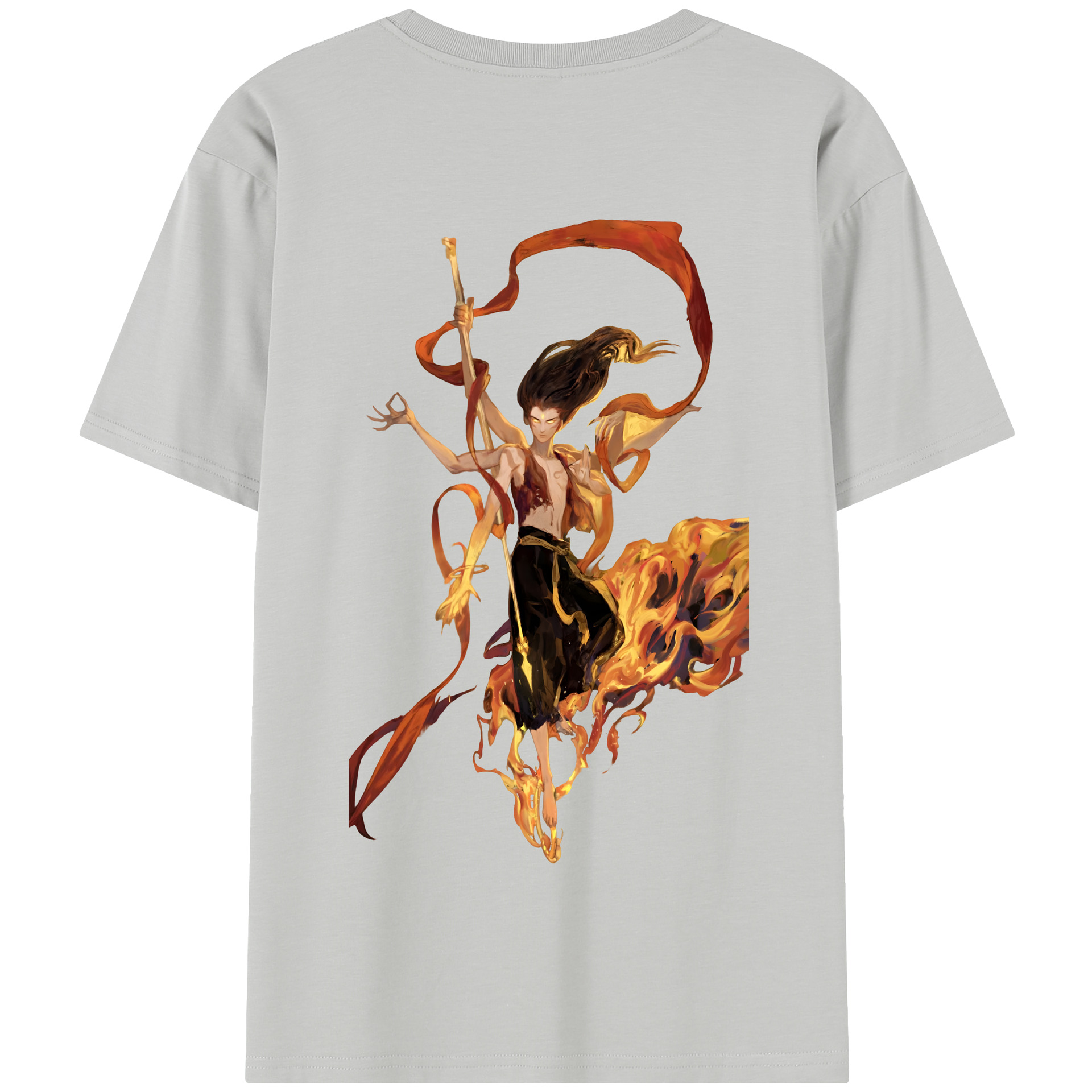 （画像用） Ne Zha 2 ナタ 魔童の大暴れ 綿100％半袖Tシャツ（背面プリント）