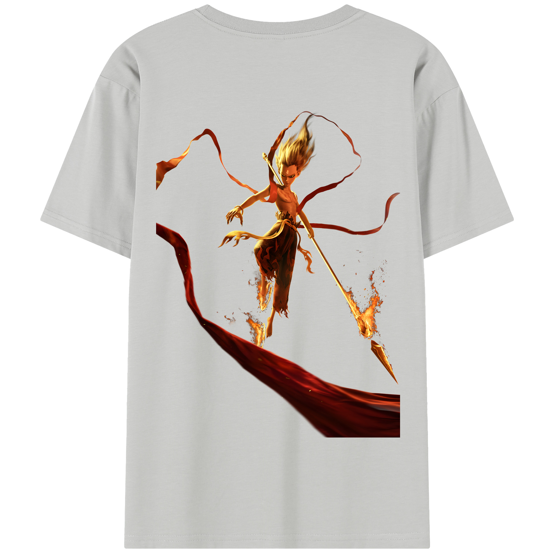 （画像用） Ne Zha 2 ナタ 魔童の大暴れ 綿100％半袖Tシャツ（背面プリント）