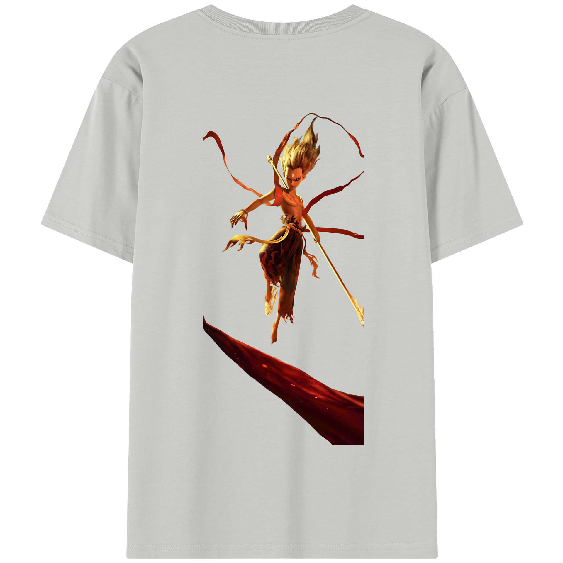 （画像用） Ne Zha 2 ナタ 魔童の大暴れ 綿100％半袖Tシャツ（背面プリント）