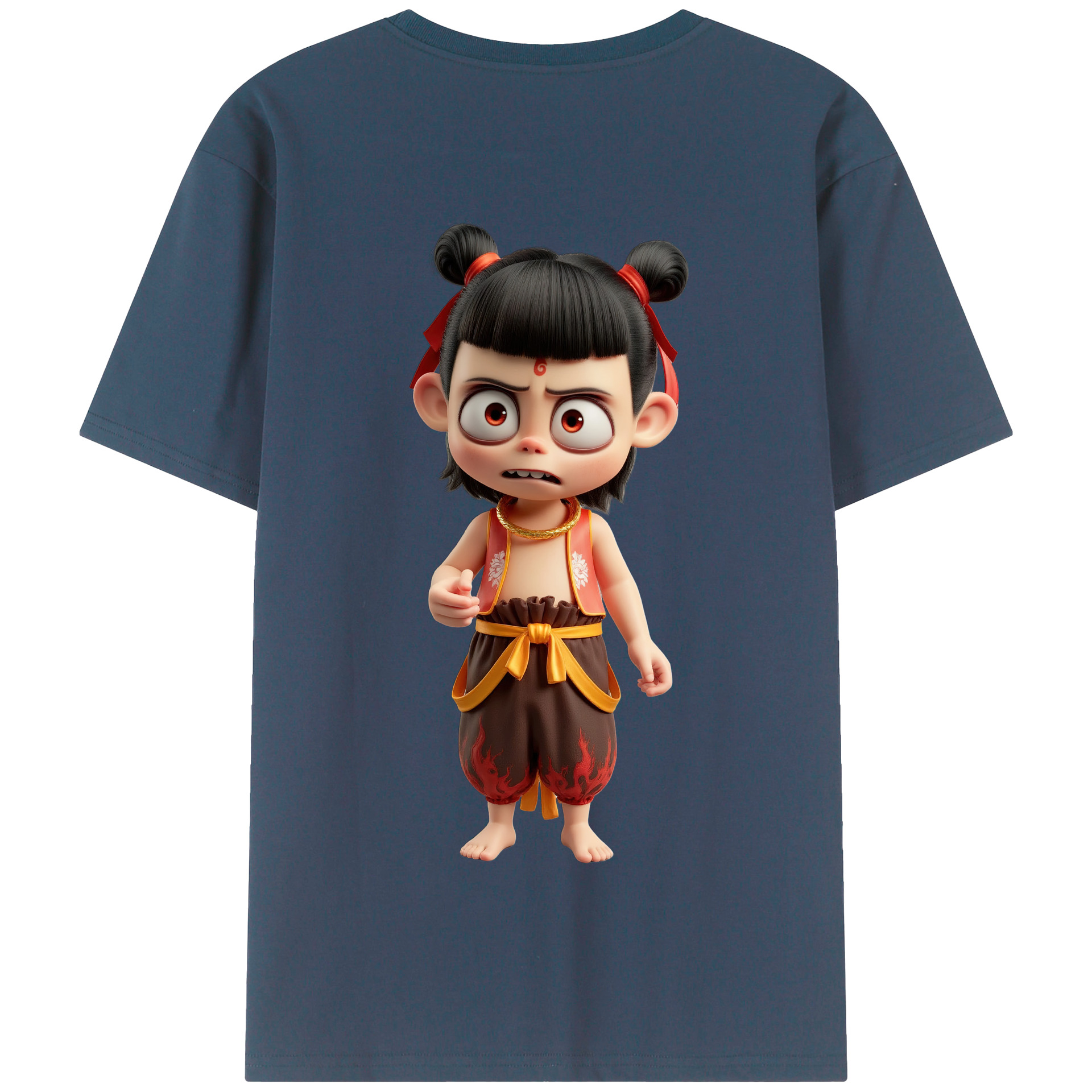 （画像用） Ne Zha 2 ナタ 魔童の大暴れ 綿100％半袖Tシャツ（背面プリント）