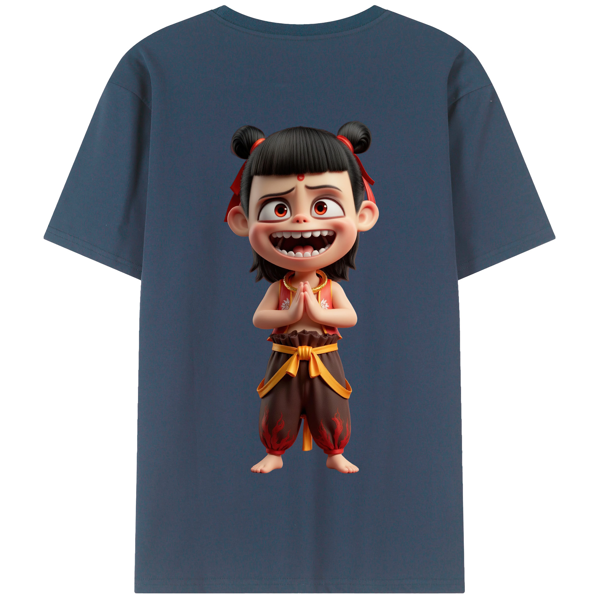 （画像用） Ne Zha 2 ナタ 魔童の大暴れ 綿100％半袖Tシャツ（背面プリント）