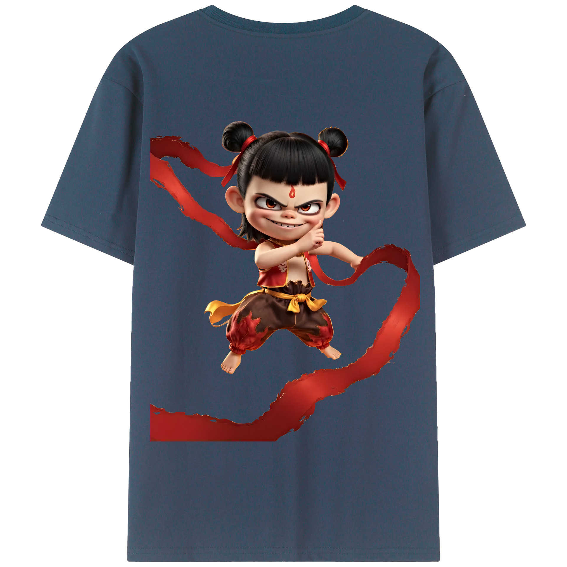 （画像用） Ne Zha 2 ナタ 魔童の大暴れ 綿100％半袖Tシャツ（背面プリント）