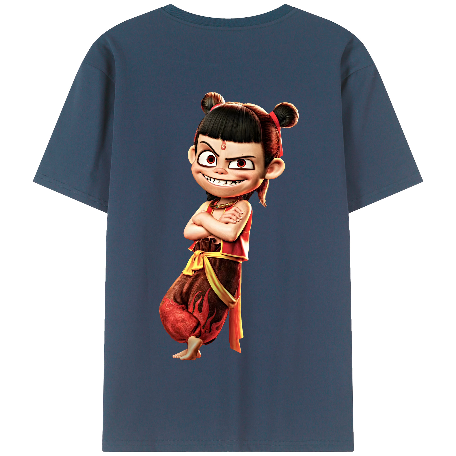 （画像用） Ne Zha 2 ナタ 魔童の大暴れ 綿100％半袖Tシャツ（背面プリント）