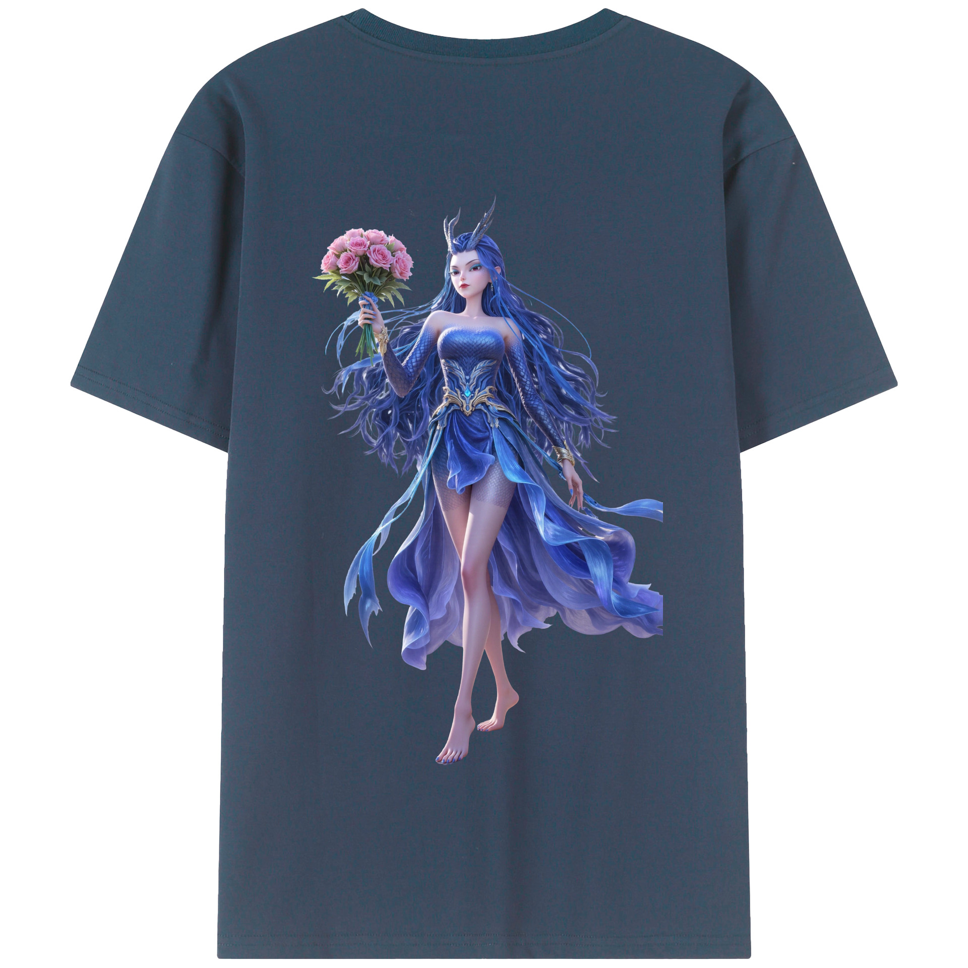 （画像用） Ne Zha 2 ナタ 魔童の大暴れ 綿100％半袖Tシャツ（背面プリント）
