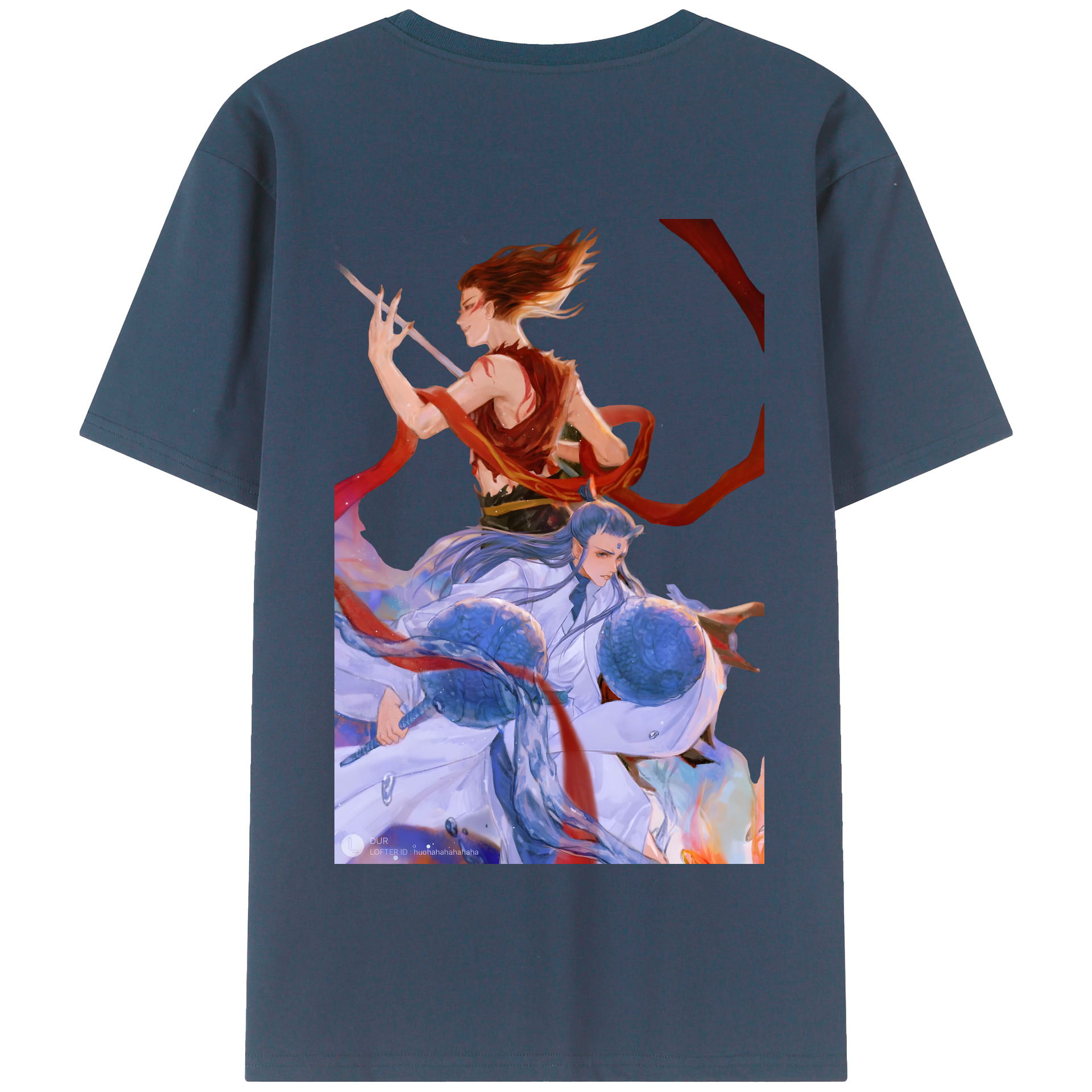 （画像用） Ne Zha 2 ナタ 魔童の大暴れ 綿100％半袖Tシャツ（背面プリント）