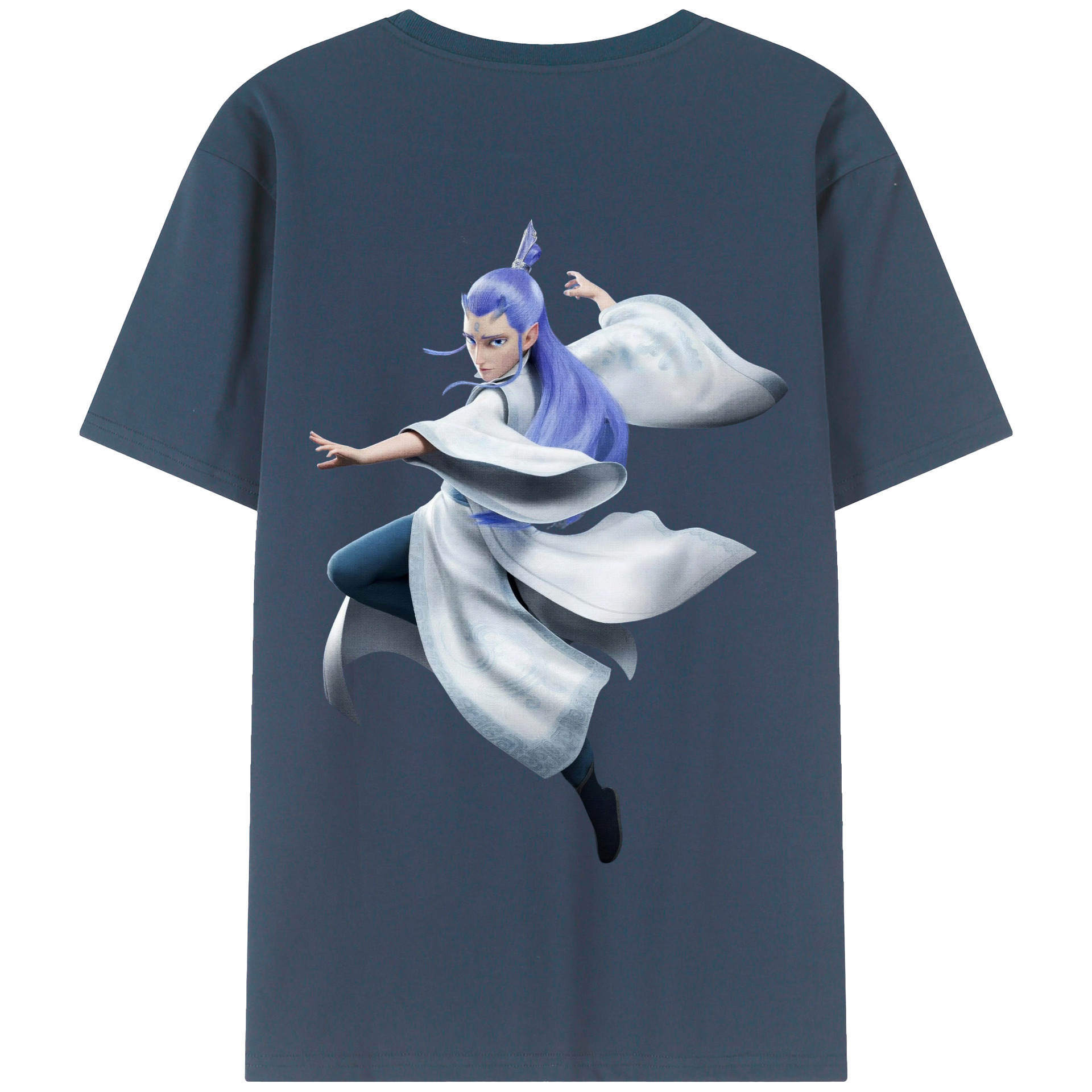 （画像用） Ne Zha 2 ナタ 魔童の大暴れ 綿100％半袖Tシャツ（背面プリント）