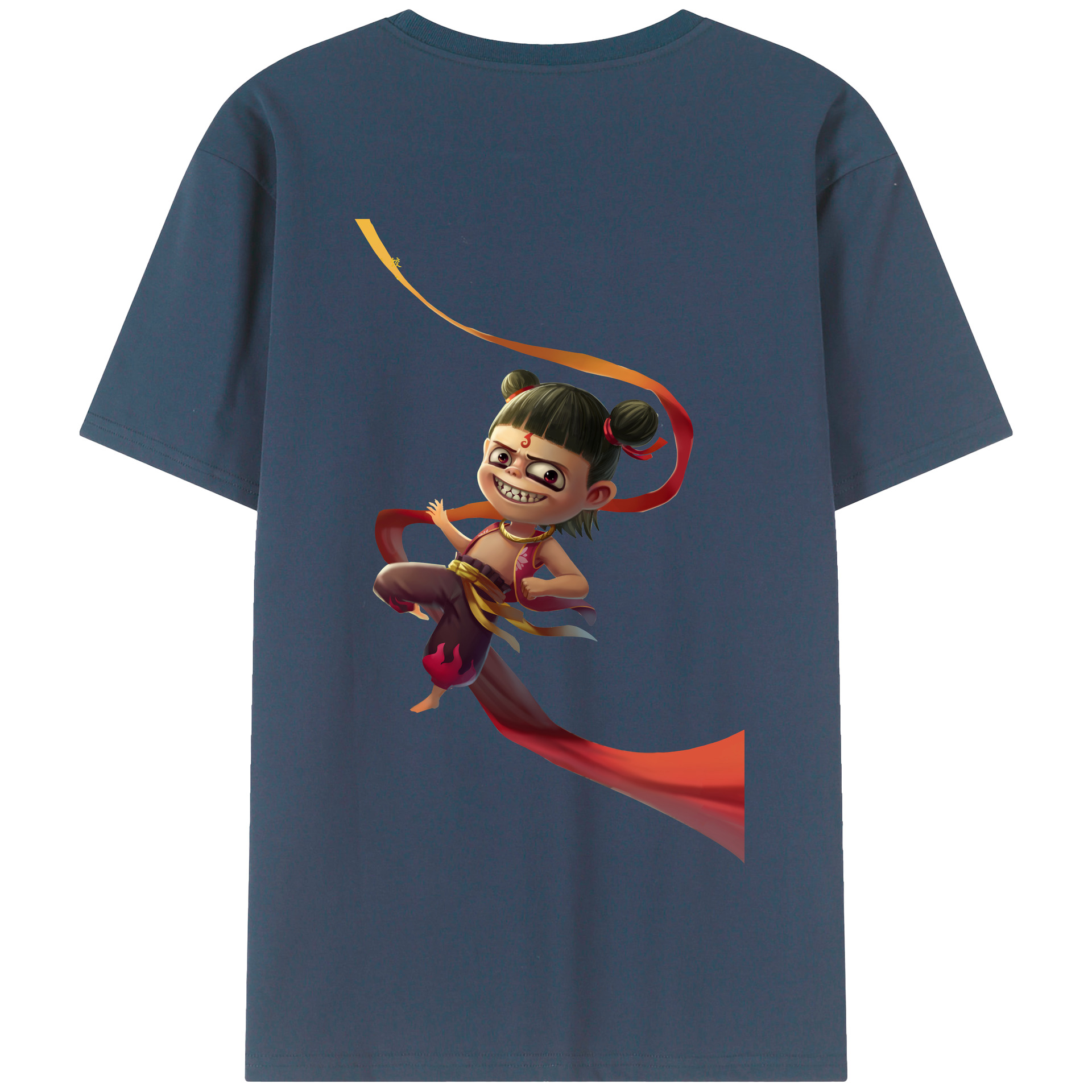 （画像用） Ne Zha 2 ナタ 魔童の大暴れ 綿100％半袖Tシャツ（背面プリント）
