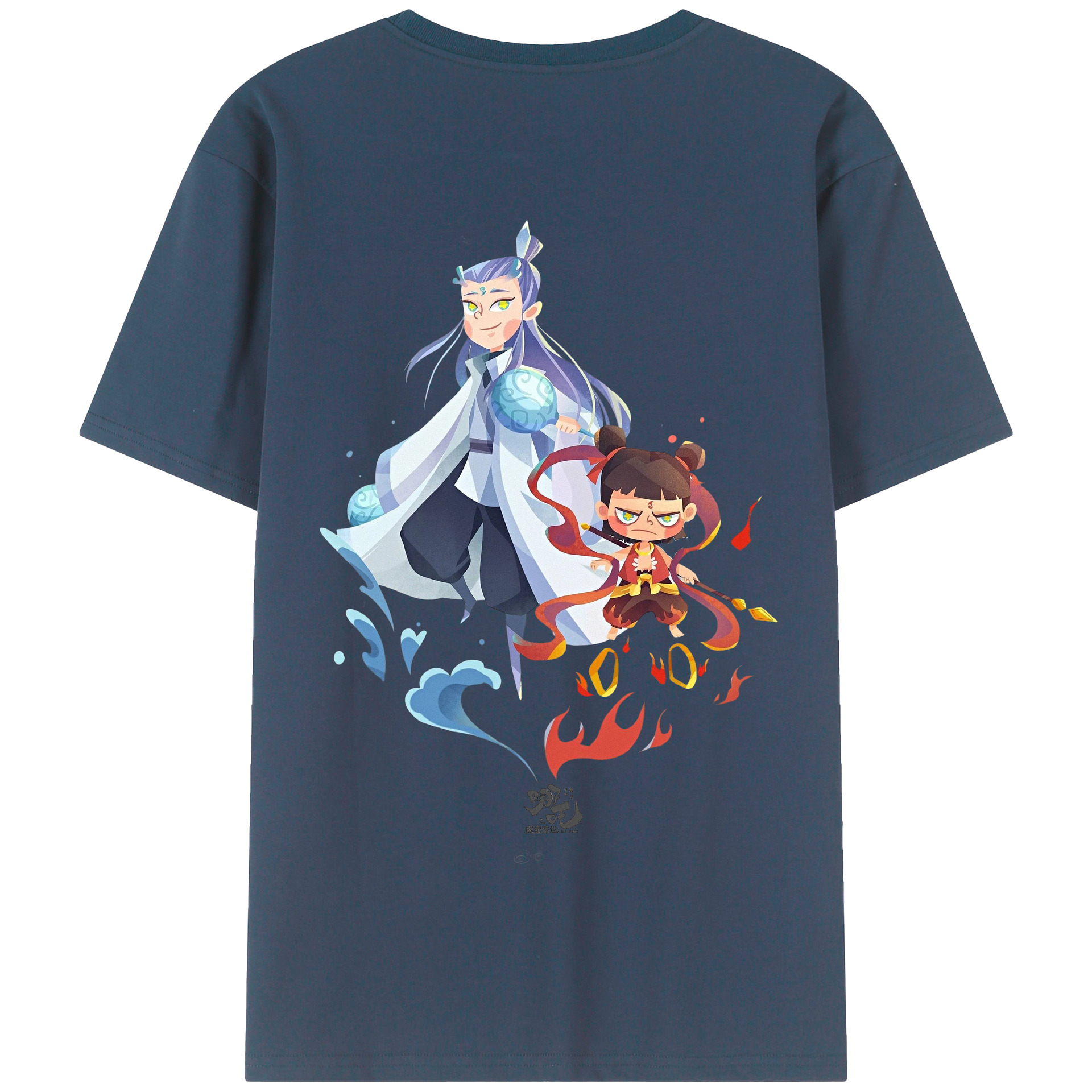 （画像用） Ne Zha 2 ナタ 魔童の大暴れ 綿100％半袖Tシャツ（背面プリント）