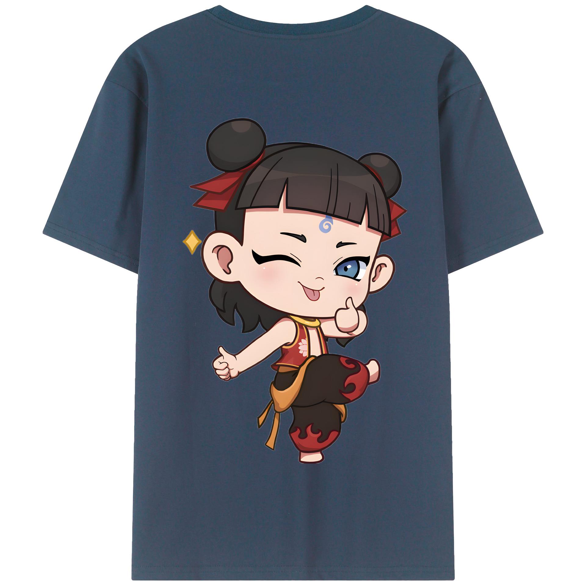 （画像用） Ne Zha 2 ナタ 魔童の大暴れ 綿100％半袖Tシャツ（背面プリント）