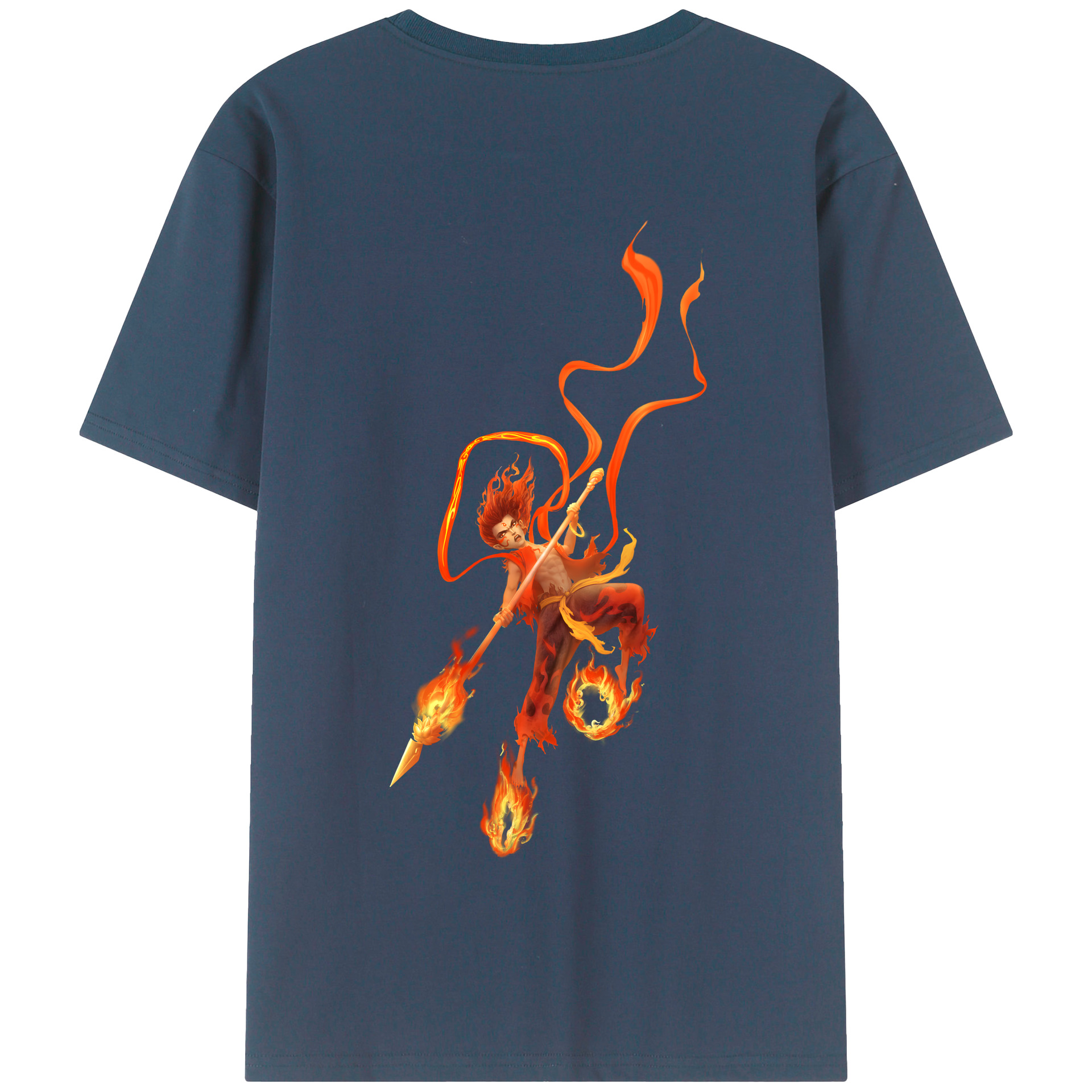 （画像用） Ne Zha 2 ナタ 魔童の大暴れ 綿100％半袖Tシャツ（背面プリント）