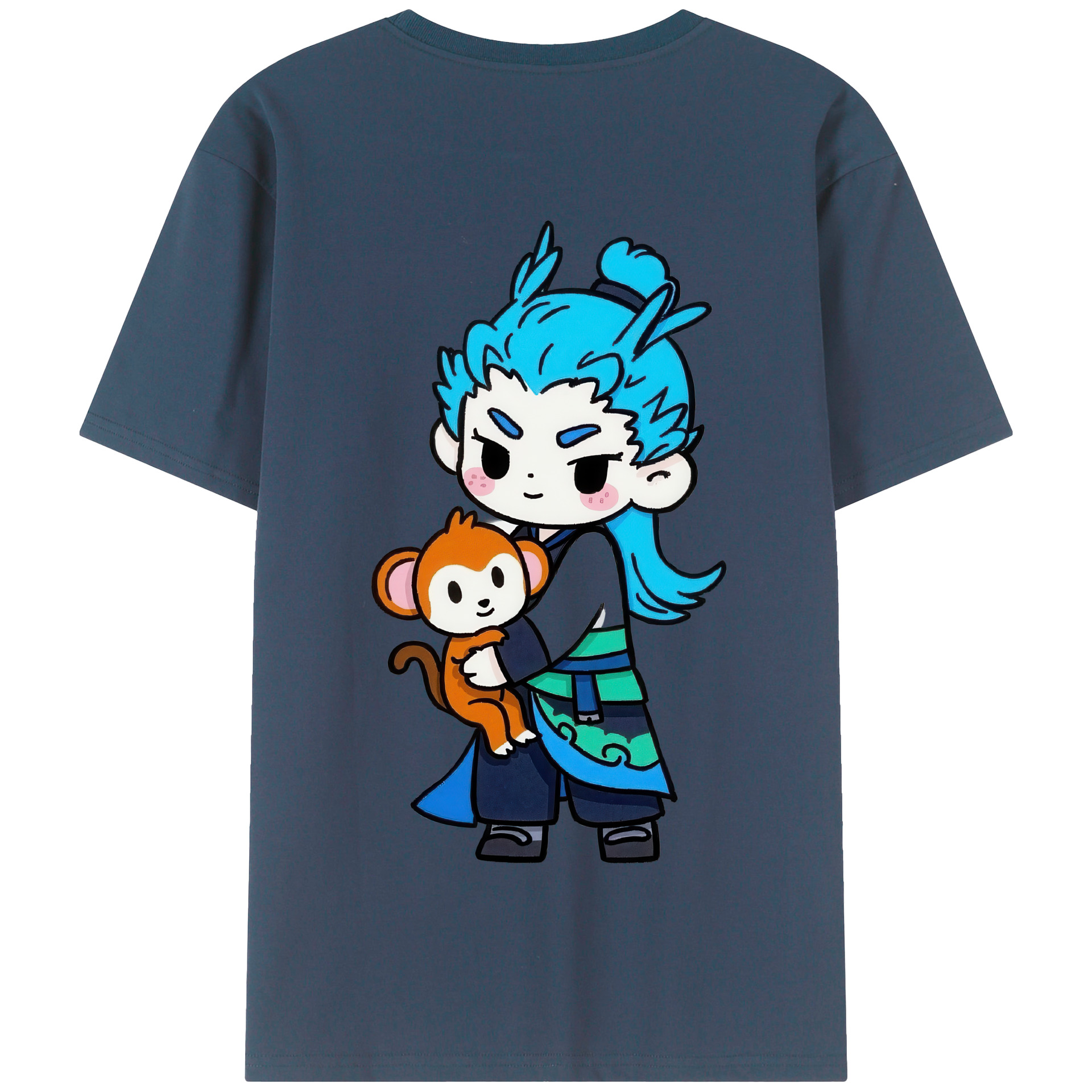 （画像用） Ne Zha 2 ナタ 魔童の大暴れ 綿100％半袖Tシャツ（背面プリント）