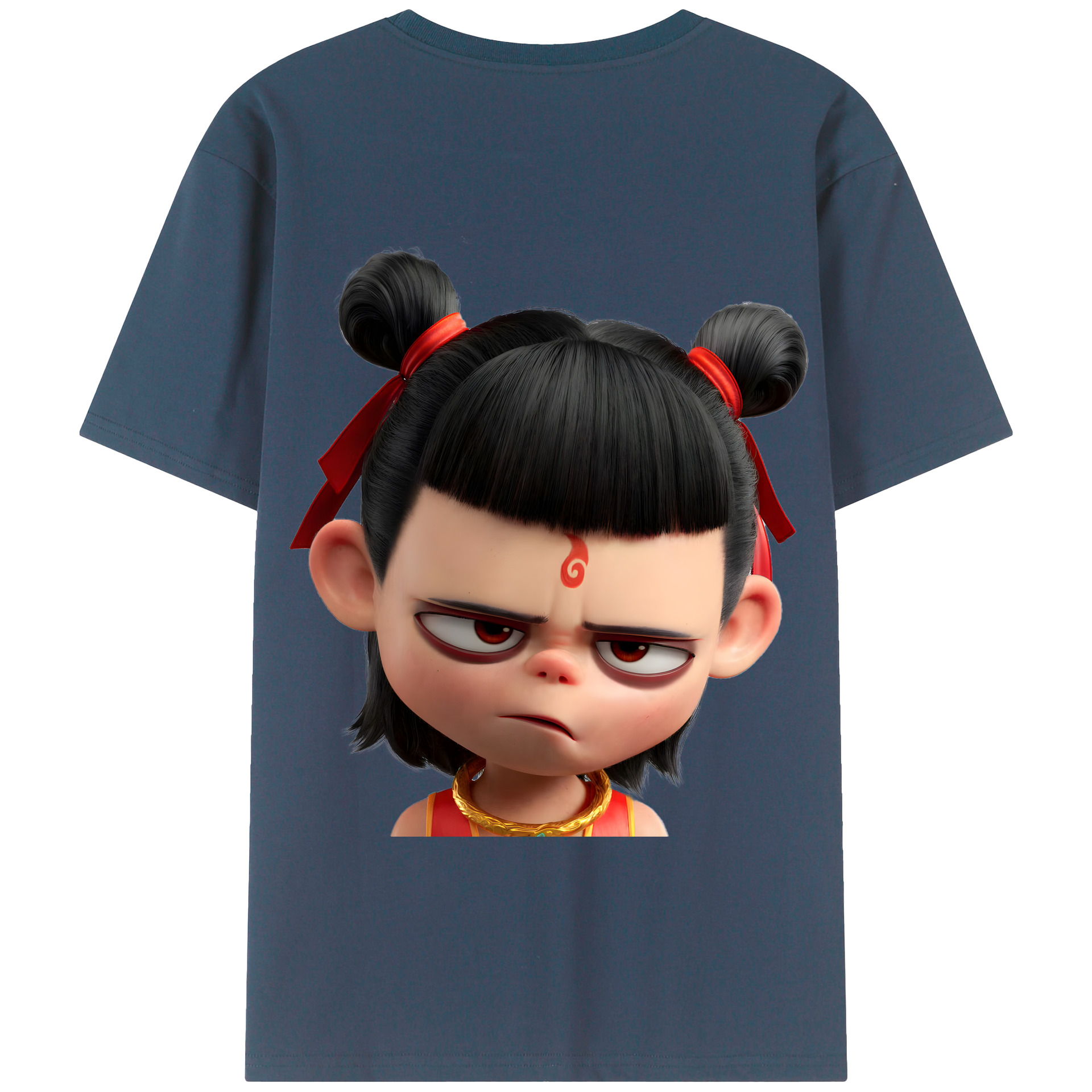（画像用） Ne Zha 2 ナタ 魔童の大暴れ 綿100％半袖Tシャツ（背面プリント）