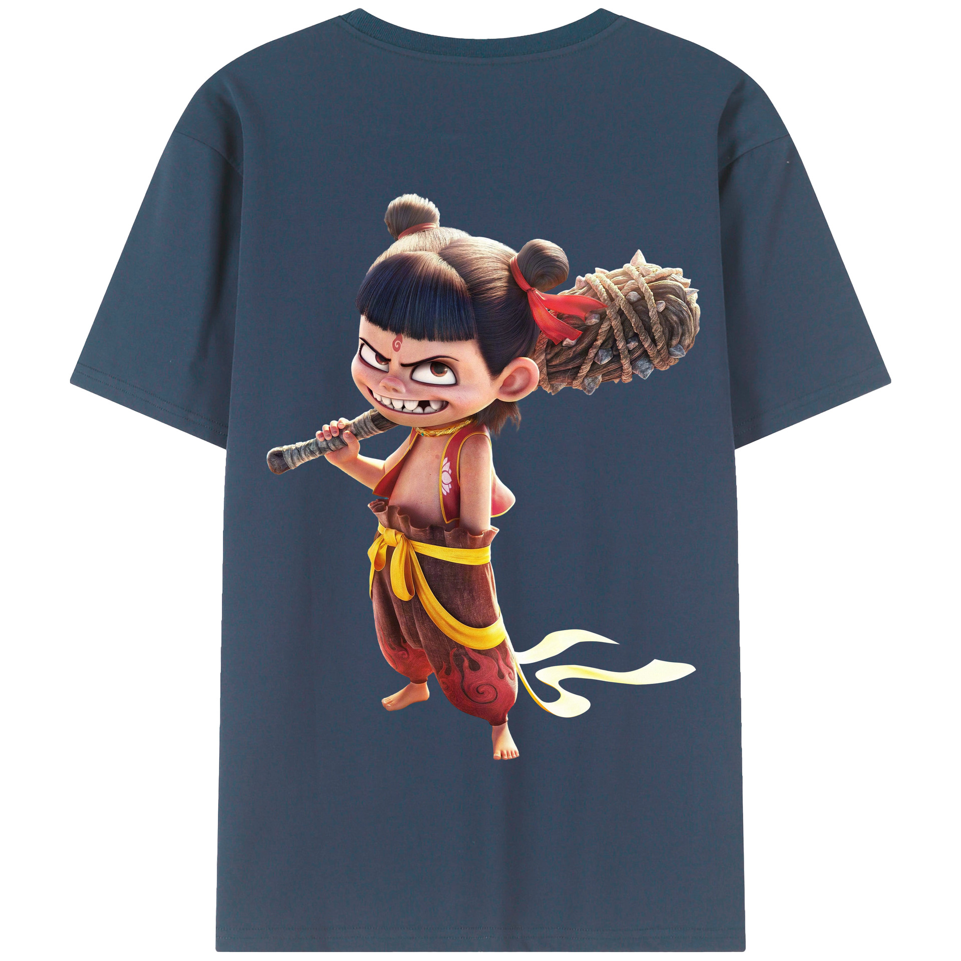 （画像用） Ne Zha 2 ナタ 魔童の大暴れ 綿100％半袖Tシャツ（背面プリント）