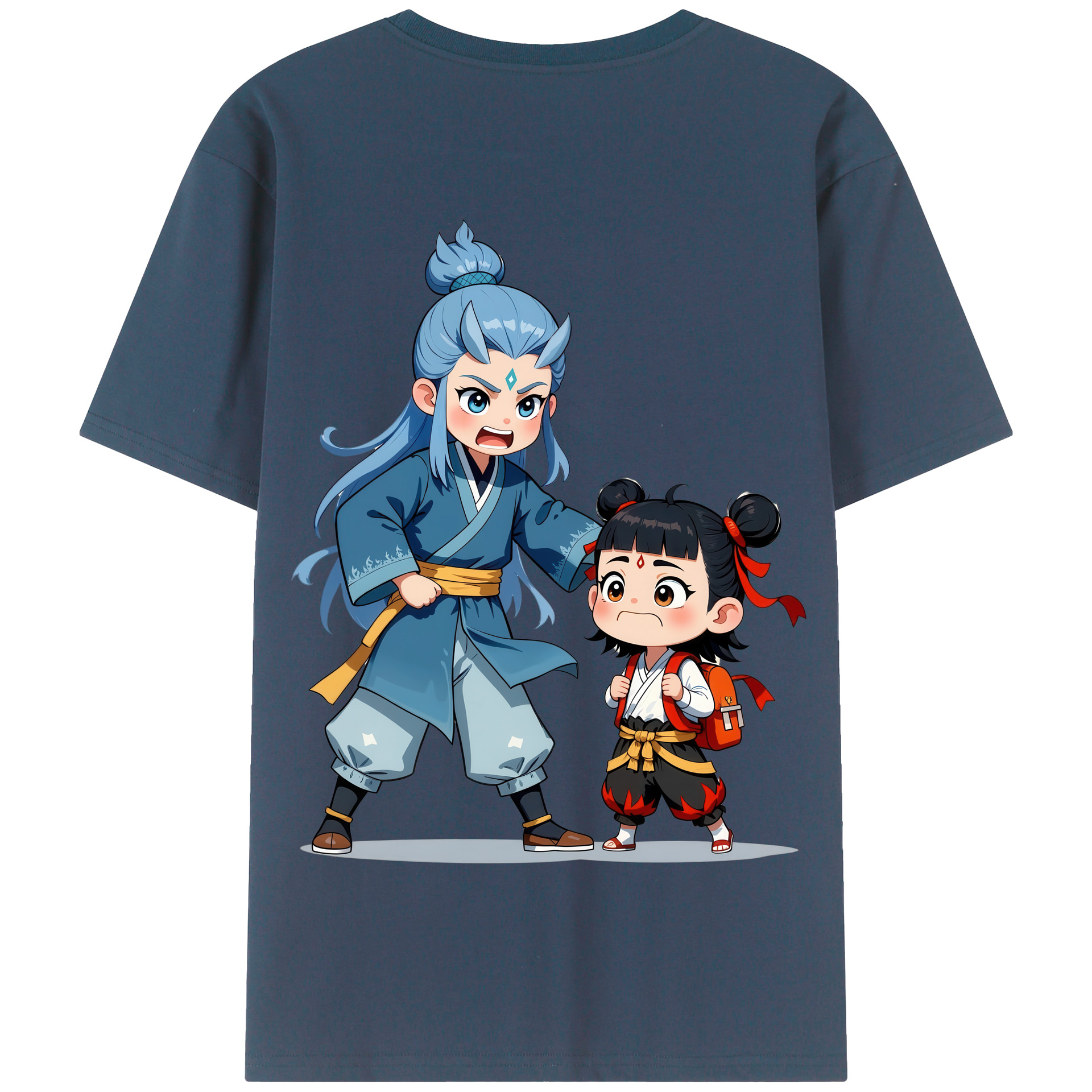 （画像用） Ne Zha 2 ナタ 魔童の大暴れ 綿100％半袖Tシャツ（背面プリント）