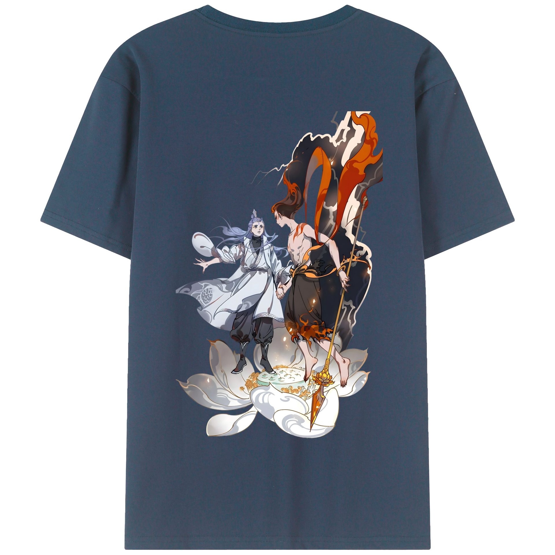（画像用） Ne Zha 2 ナタ 魔童の大暴れ 綿100％半袖Tシャツ（背面プリント）