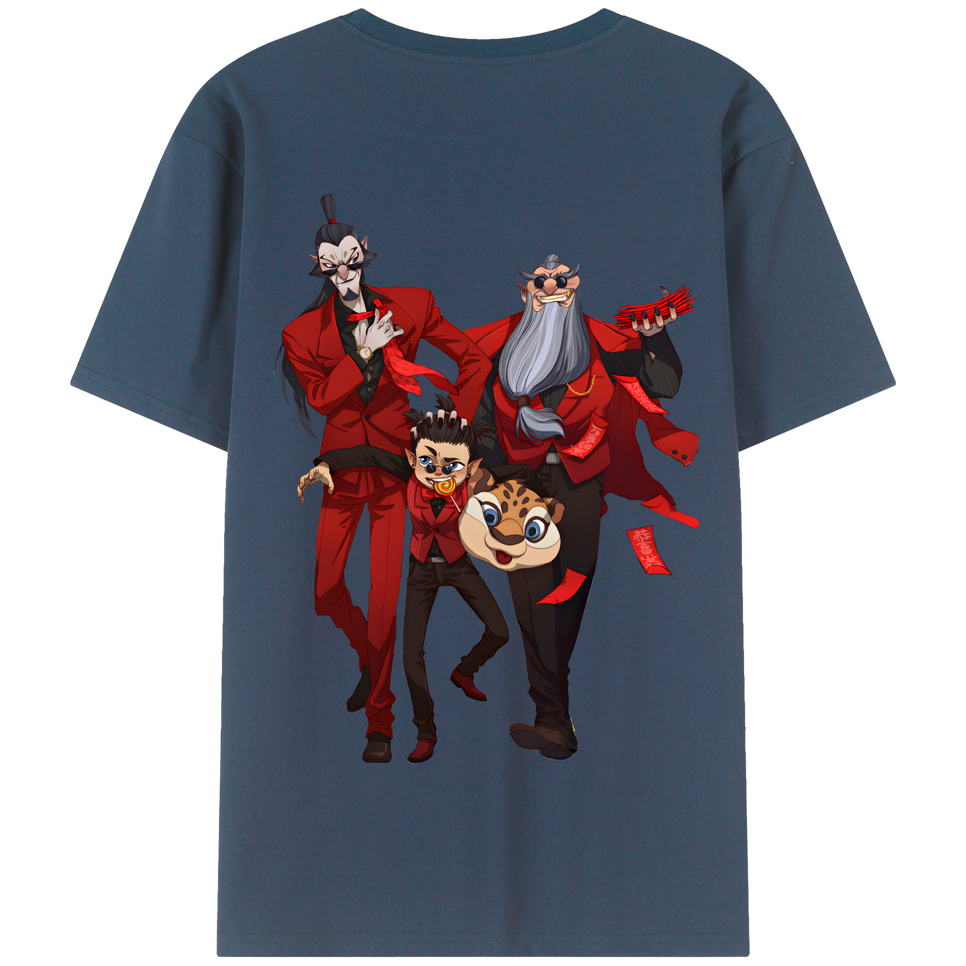 （画像用） Ne Zha 2 ナタ 魔童の大暴れ 綿100％半袖Tシャツ（背面プリント）