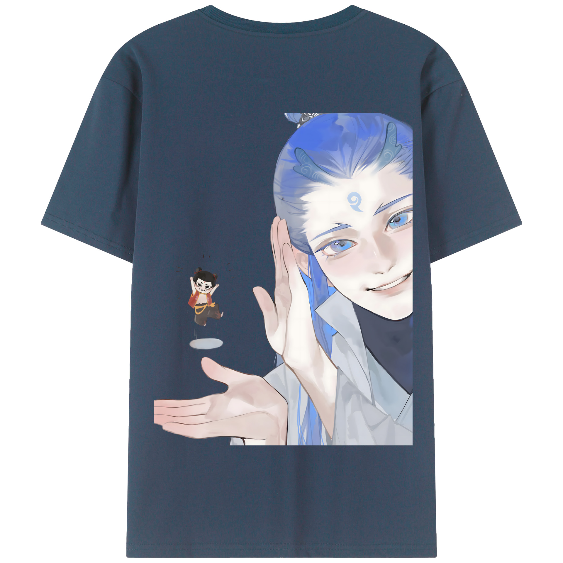 （画像用） Ne Zha 2 ナタ 魔童の大暴れ 綿100％半袖Tシャツ（背面プリント）