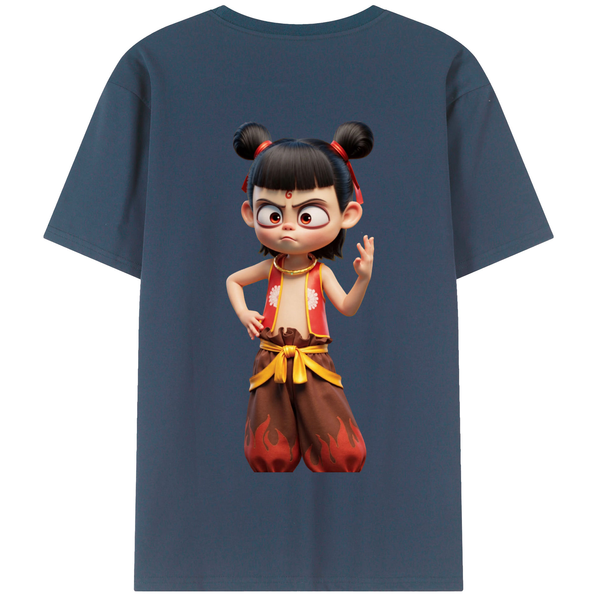（画像用） Ne Zha 2 ナタ 魔童の大暴れ 綿100％半袖Tシャツ（背面プリント）