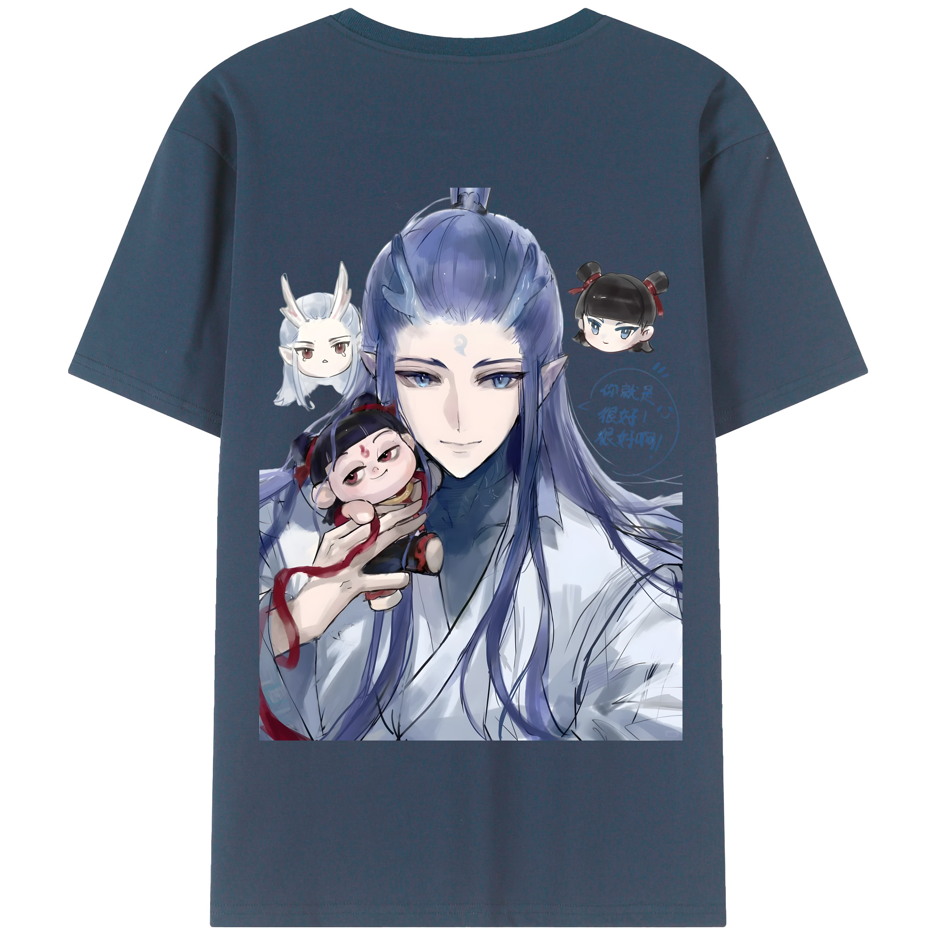 （画像用） Ne Zha 2 ナタ 魔童の大暴れ 綿100％半袖Tシャツ（背面プリント）