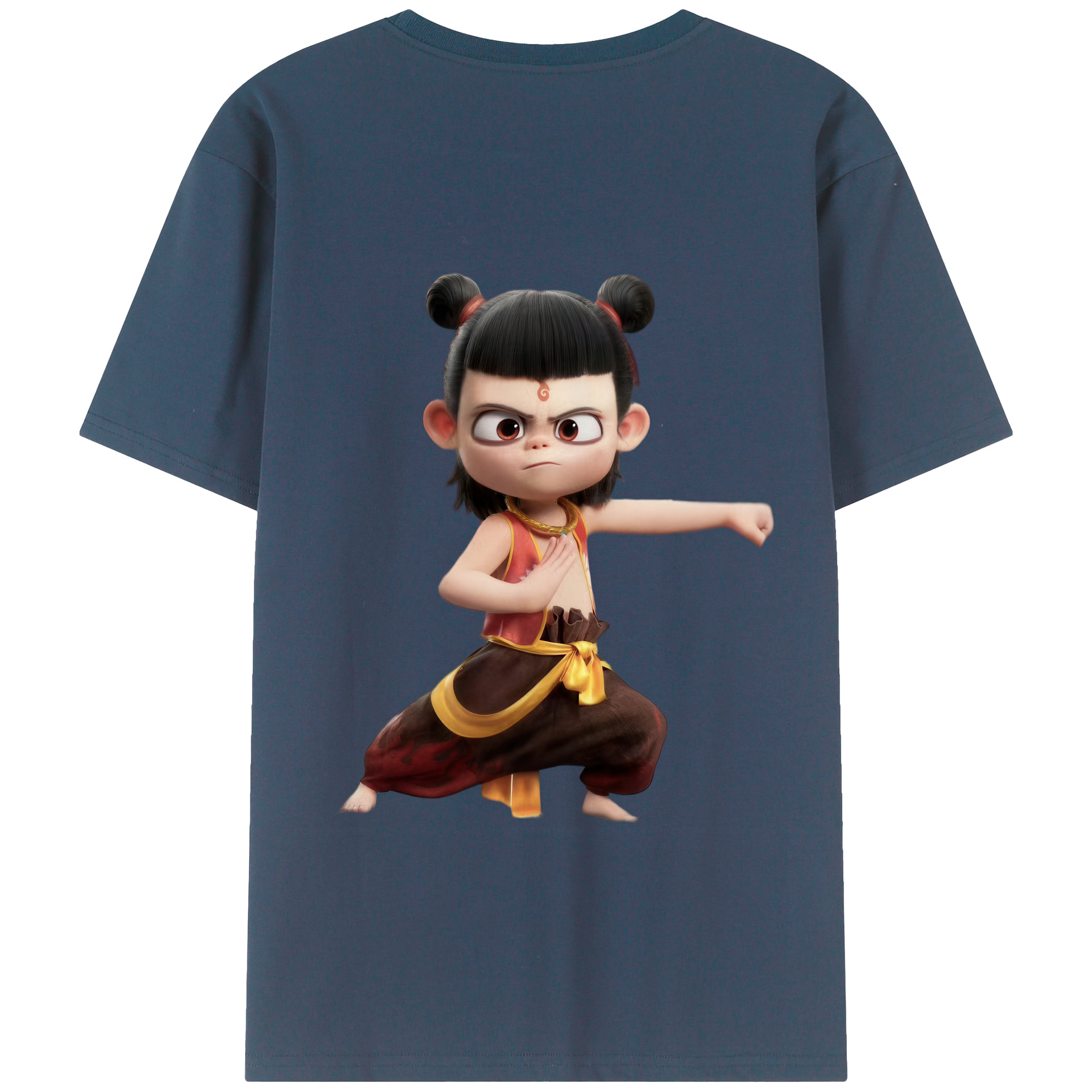 （画像用） Ne Zha 2 ナタ 魔童の大暴れ 綿100％半袖Tシャツ（背面プリント）