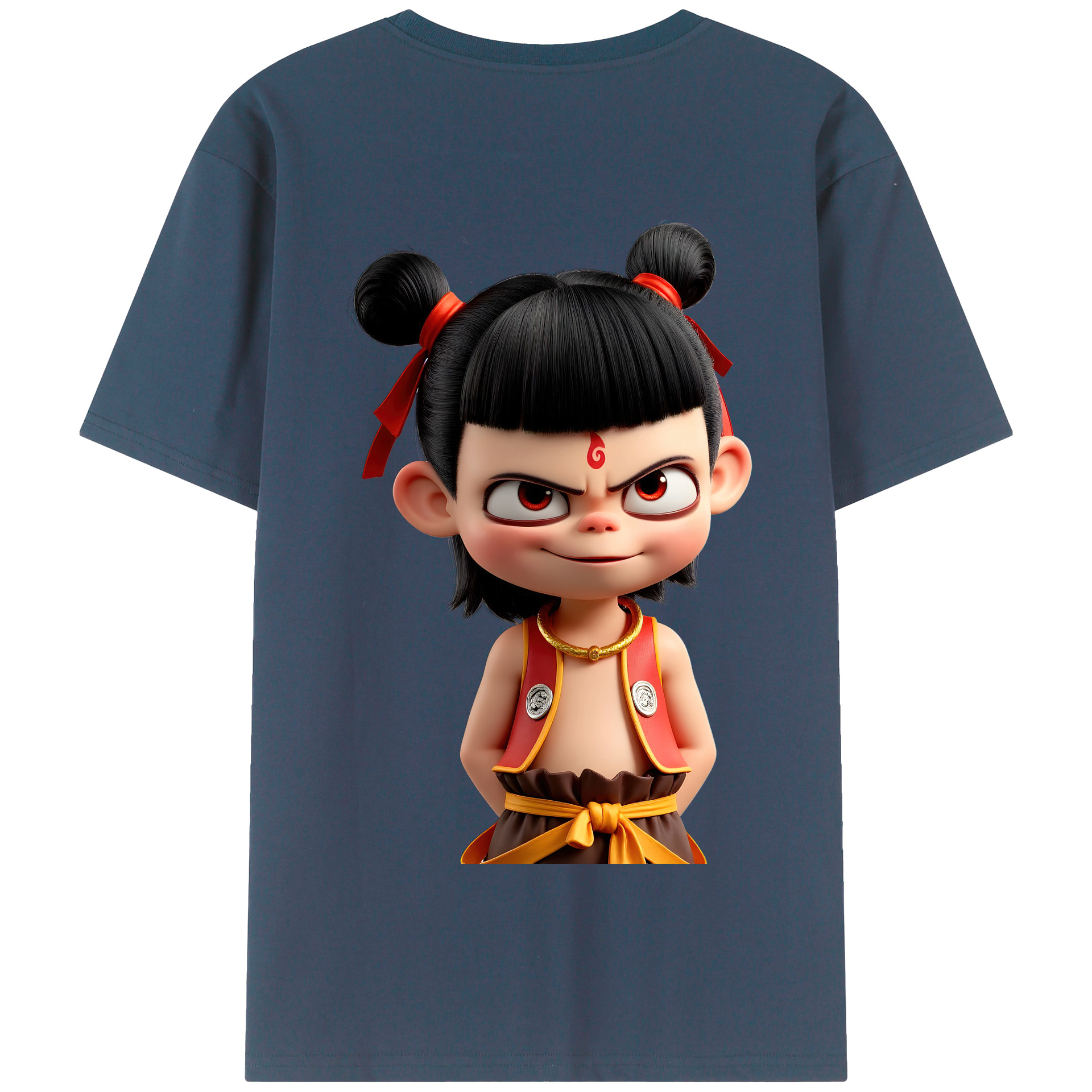 （画像用） Ne Zha 2 ナタ 魔童の大暴れ 綿100％半袖Tシャツ（背面プリント）