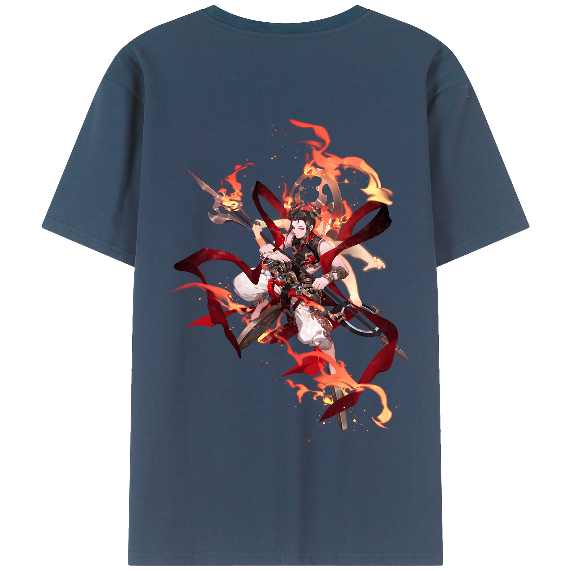 （画像用） Ne Zha 2 ナタ 魔童の大暴れ 綿100％半袖Tシャツ（背面プリント）