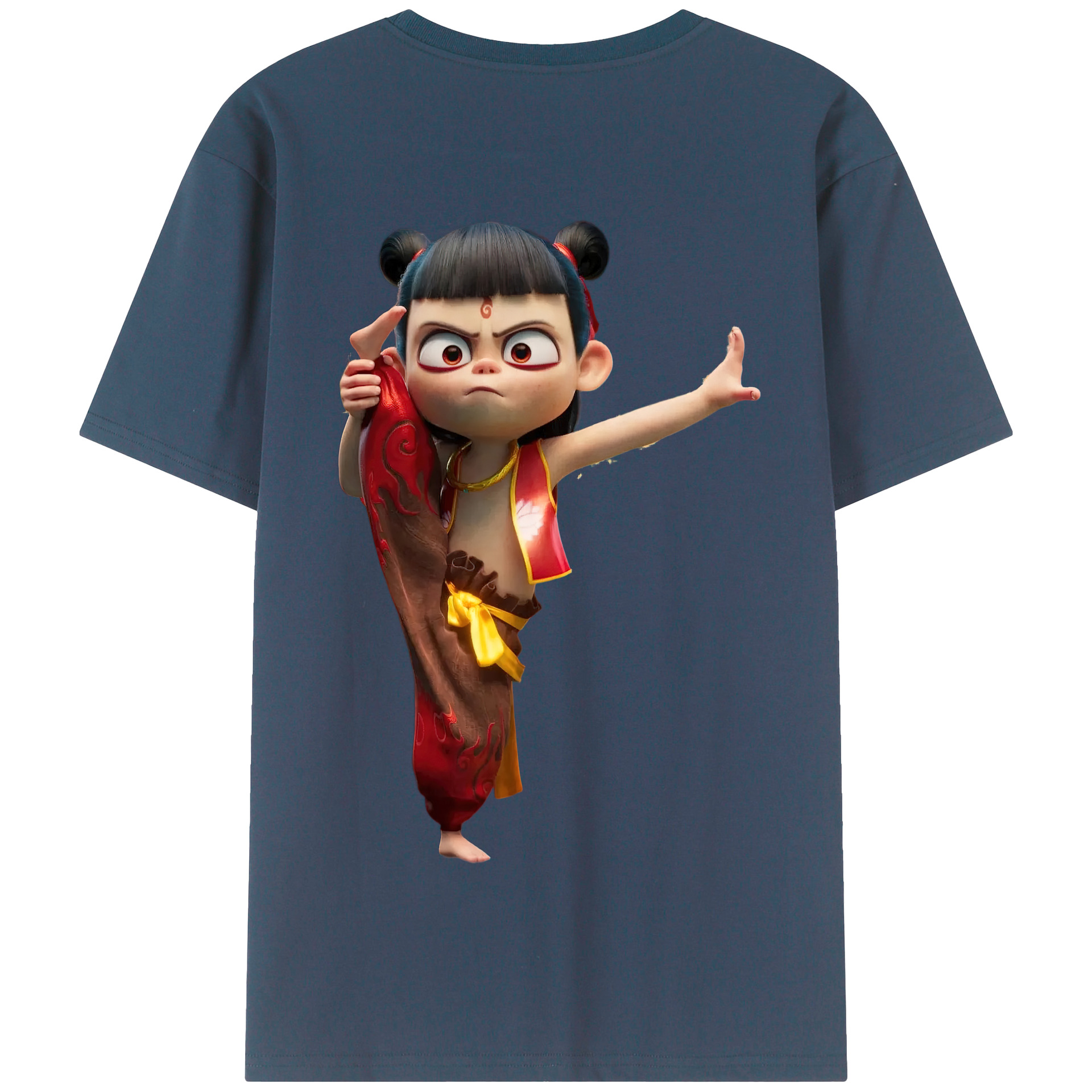 （画像用） Ne Zha 2 ナタ 魔童の大暴れ 綿100％半袖Tシャツ（背面プリント）