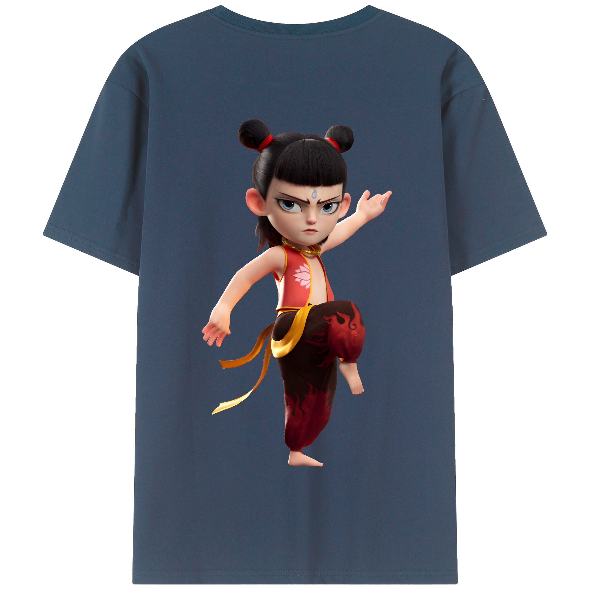 （画像用） Ne Zha 2 ナタ 魔童の大暴れ 綿100％半袖Tシャツ（背面プリント）