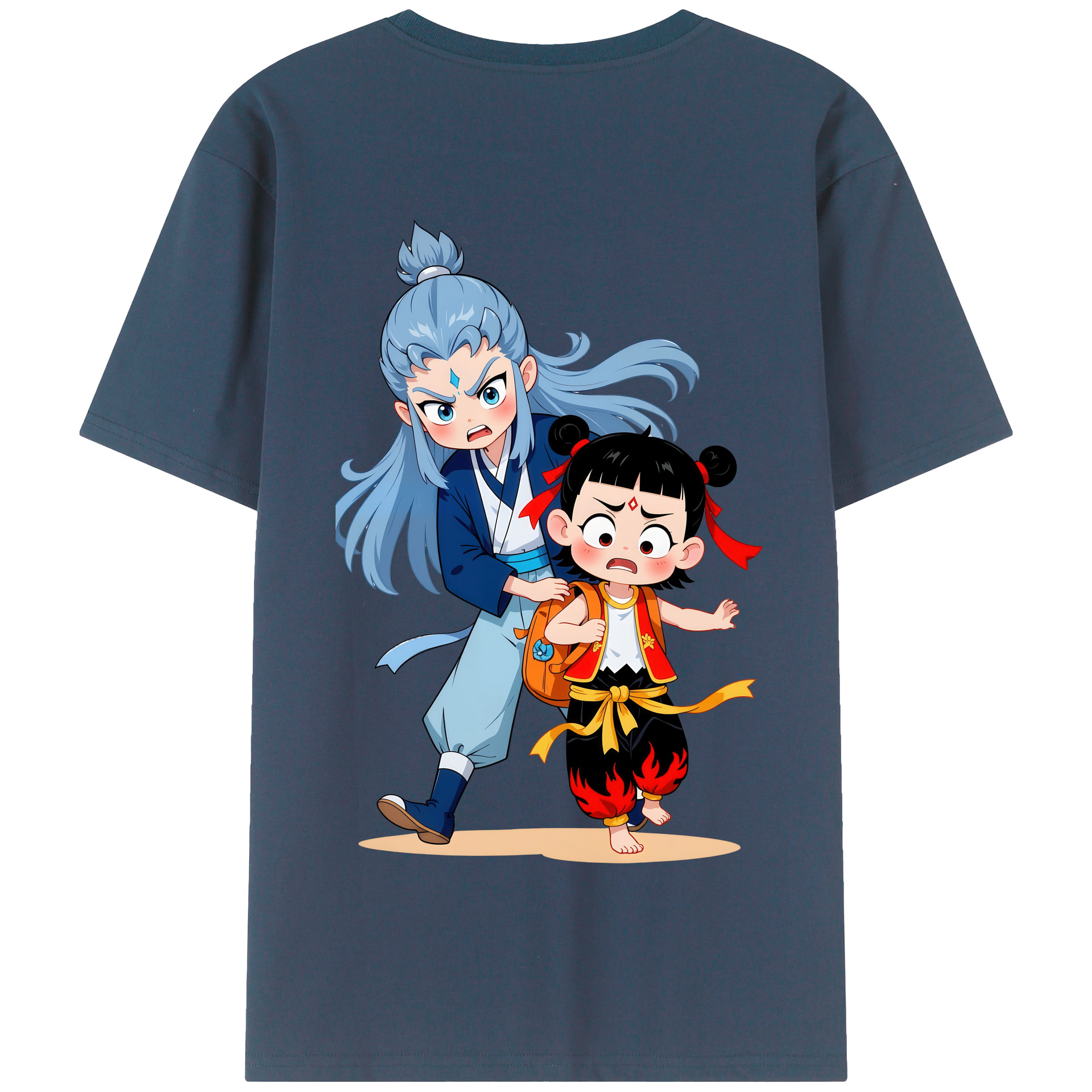 （画像用） Ne Zha 2 ナタ 魔童の大暴れ 綿100％半袖Tシャツ（背面プリント）