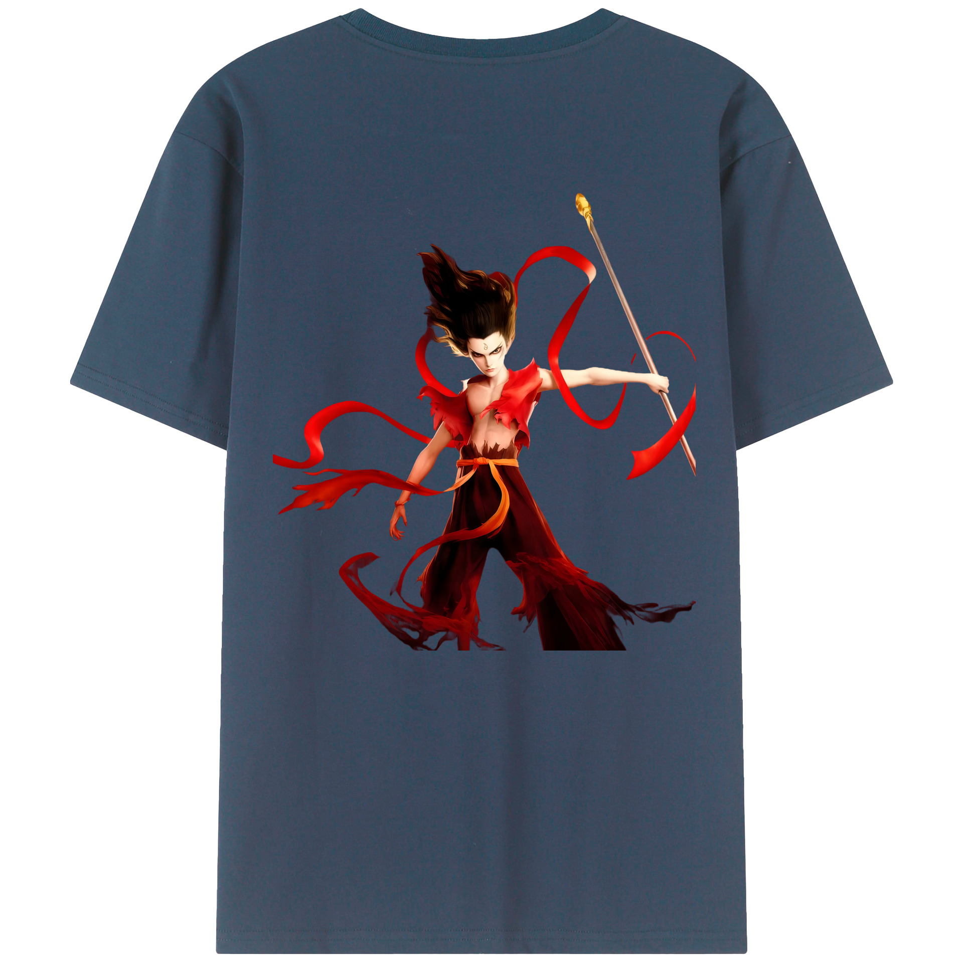 （画像用） Ne Zha 2 ナタ 魔童の大暴れ 綿100％半袖Tシャツ（背面プリント）
