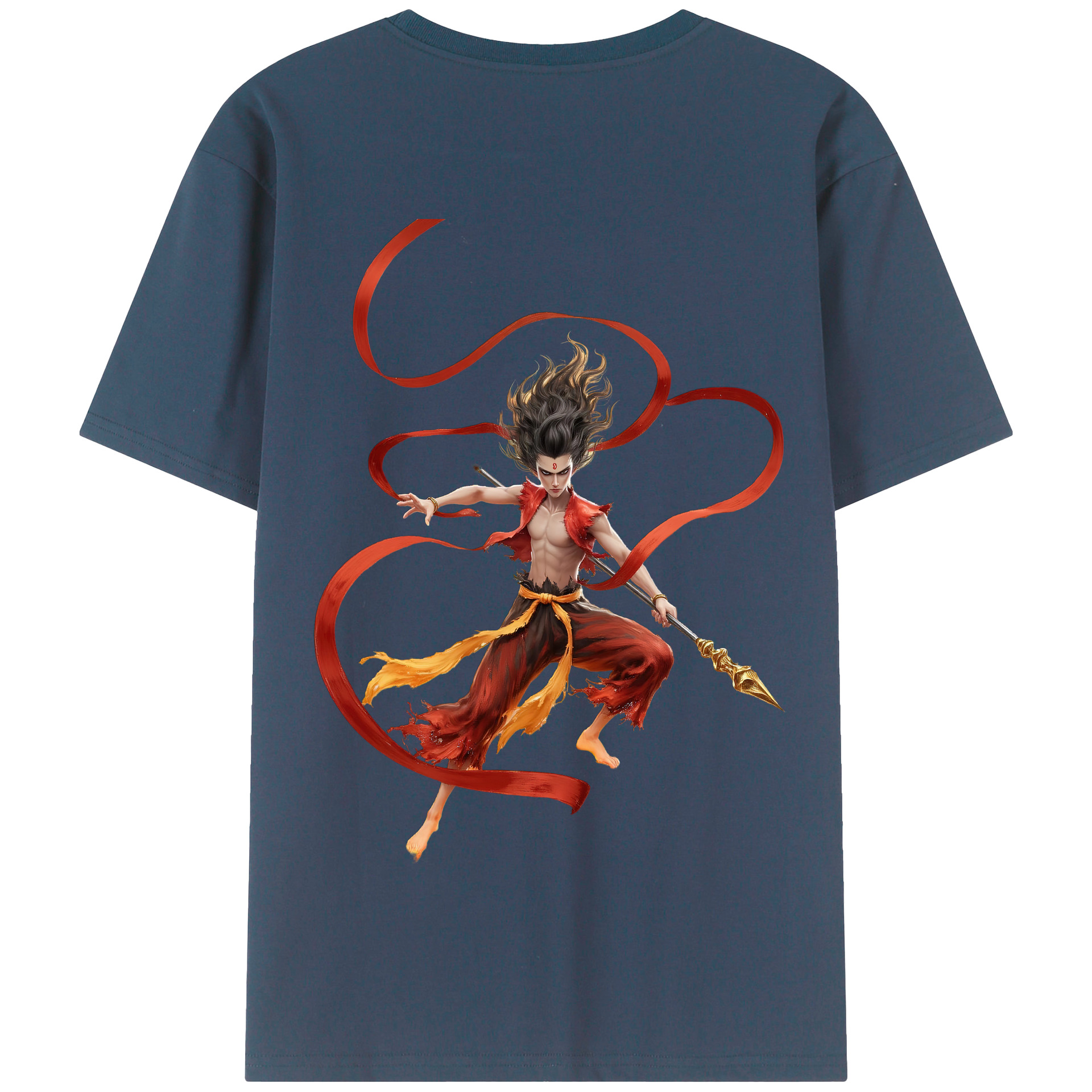 （画像用） Ne Zha 2 ナタ 魔童の大暴れ 綿100％半袖Tシャツ（背面プリント）