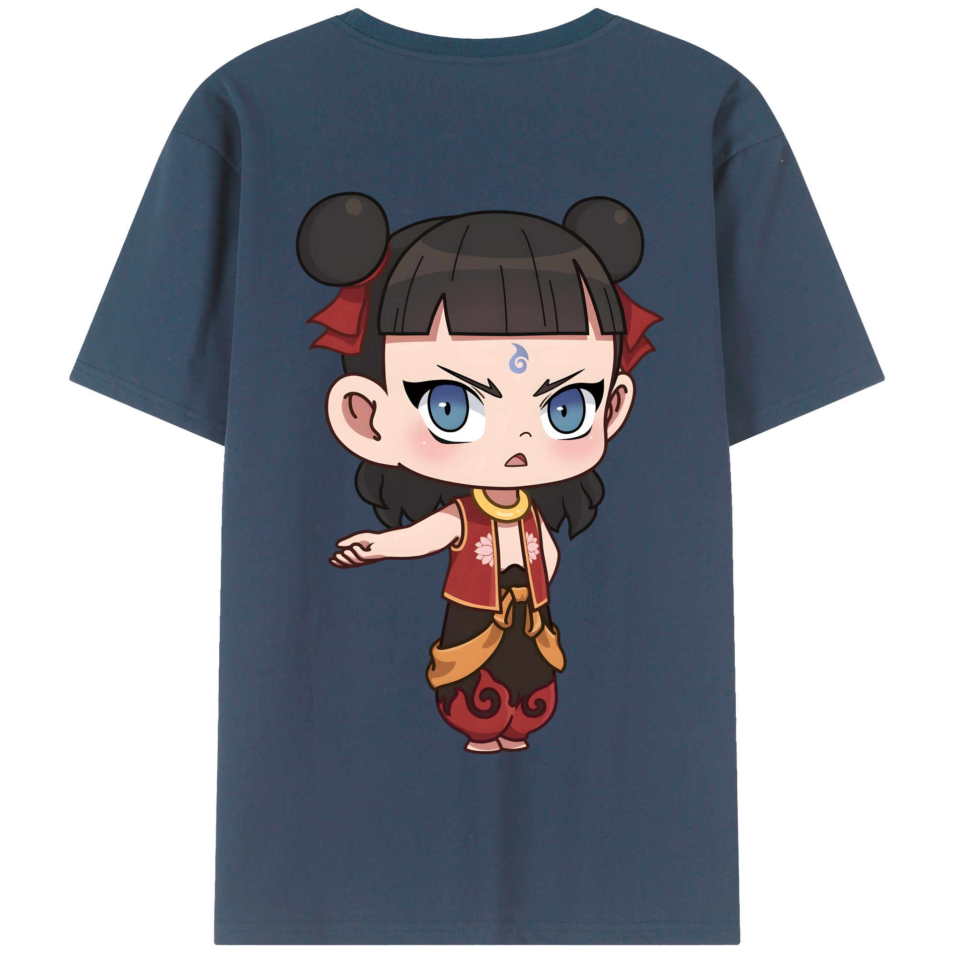 （画像用） Ne Zha 2 ナタ 魔童の大暴れ 綿100％半袖Tシャツ（背面プリント）