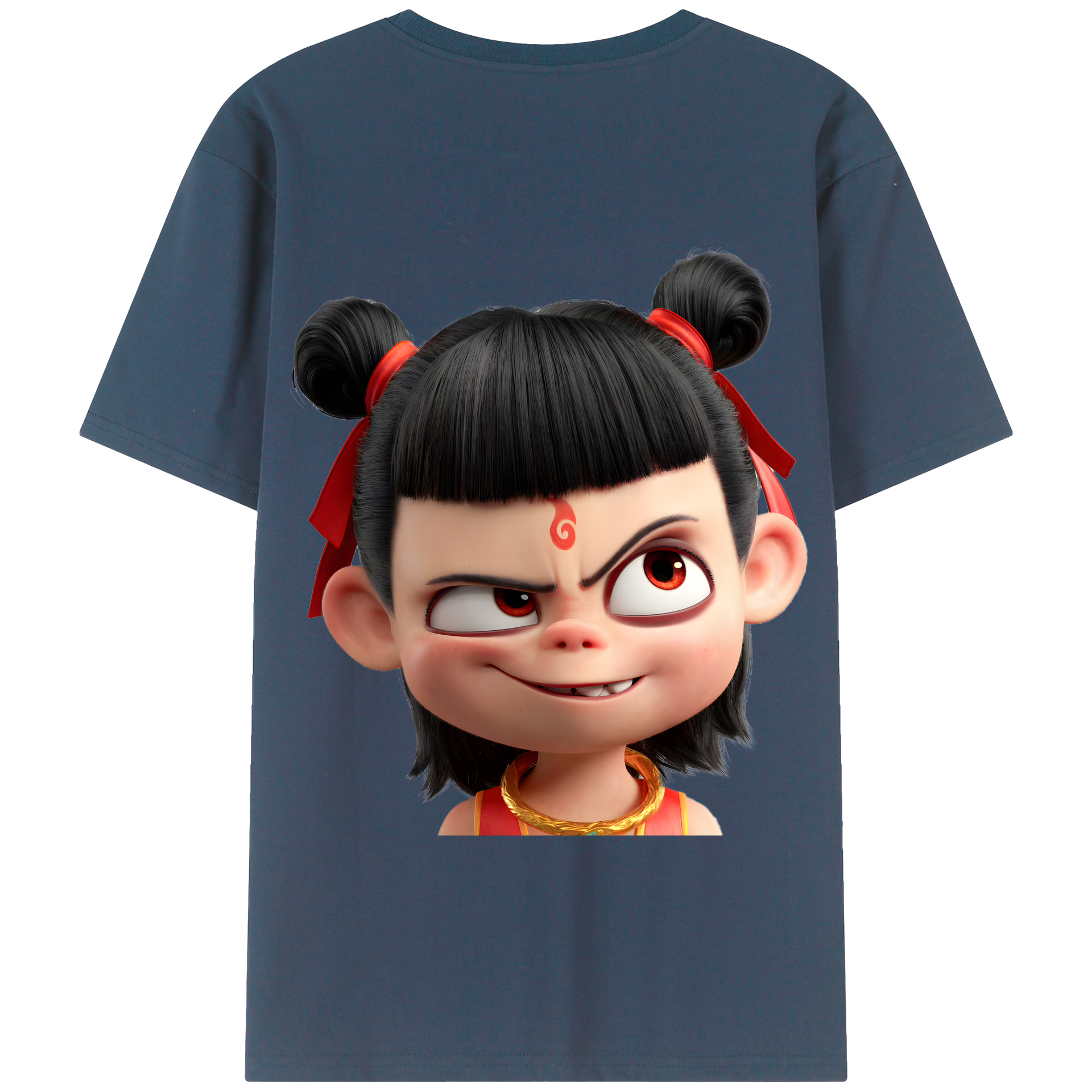 （画像用） Ne Zha 2 ナタ 魔童の大暴れ 綿100％半袖Tシャツ（背面プリント）