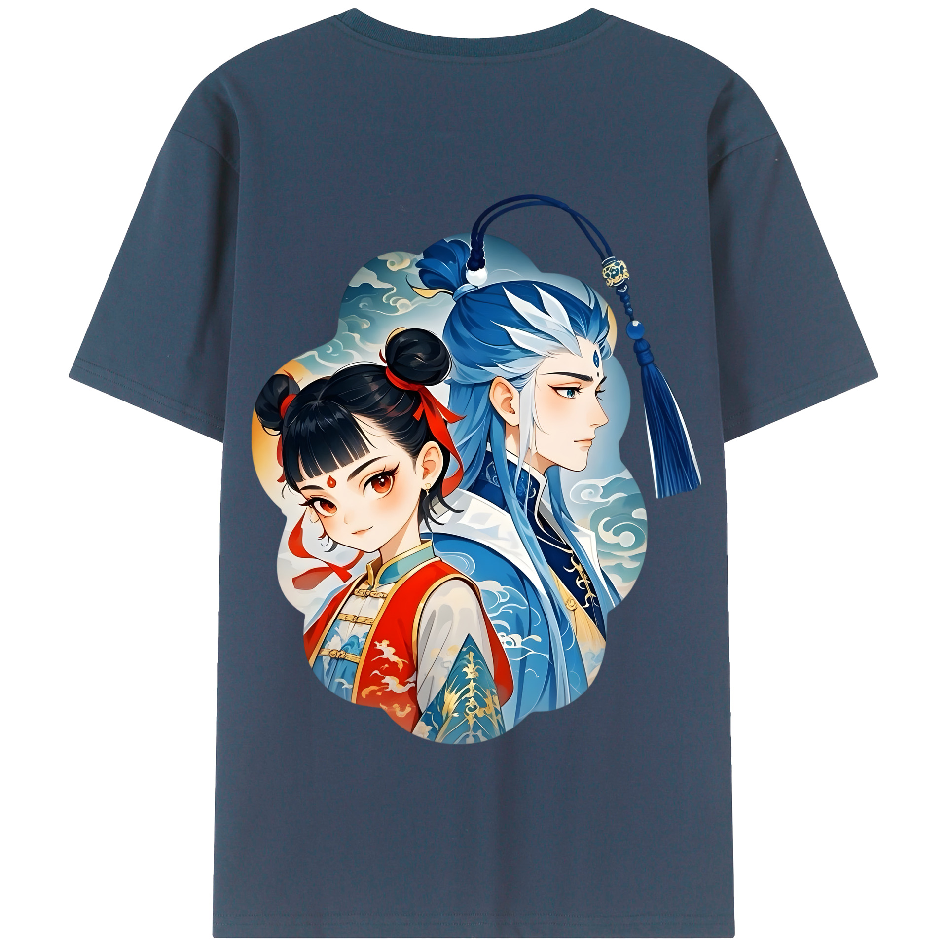 （画像用） Ne Zha 2 ナタ 魔童の大暴れ 綿100％半袖Tシャツ（背面プリント）